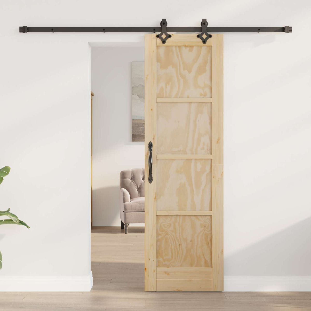 Skydedør ORKDAL 61 x 198,5 cm Massivt fyrretræ Naturfarvet