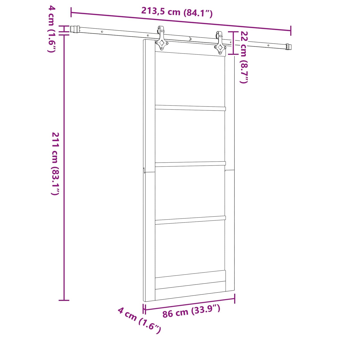 Skydedør ORKDAL 86 x 211 cm Massivt fyrretræ Naturfarvet