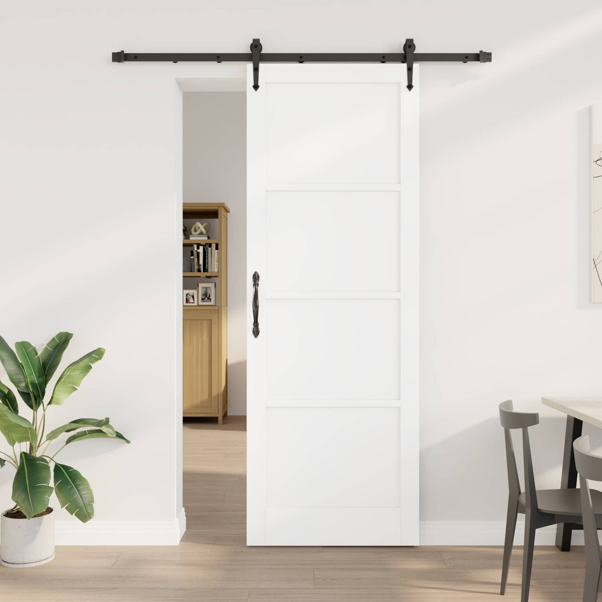 Skydedør ORKDAL 83 x 232 cm Massivt fyrretræ Hvid og sort
