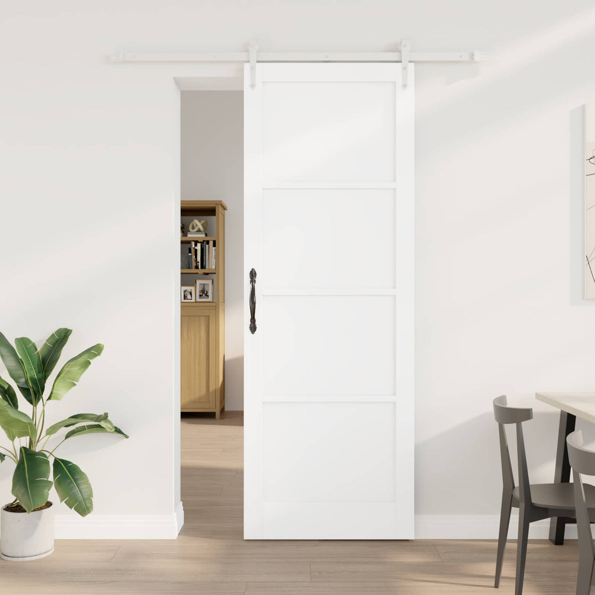 Skydedør ORKDAL 83 x 232 cm Massivt fyrretræ Hvid