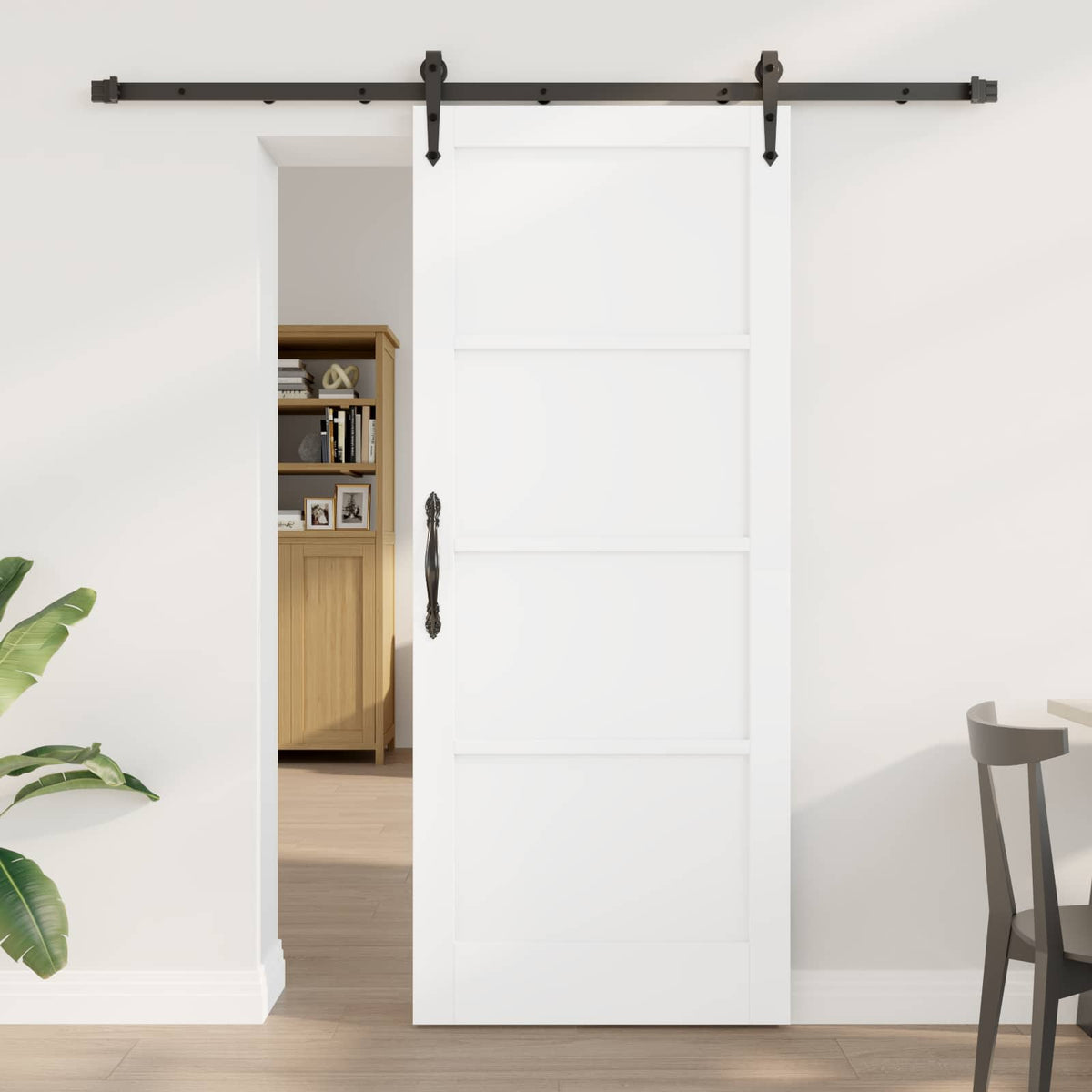 Skydedør ORKDAL 83 x 202 cm Massivt fyrretræ Hvid og sort