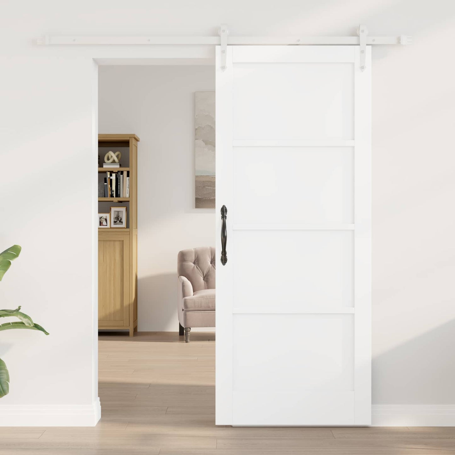 Skydedør ORKDAL 83 x 202 cm Massivt fyrretræ Hvid