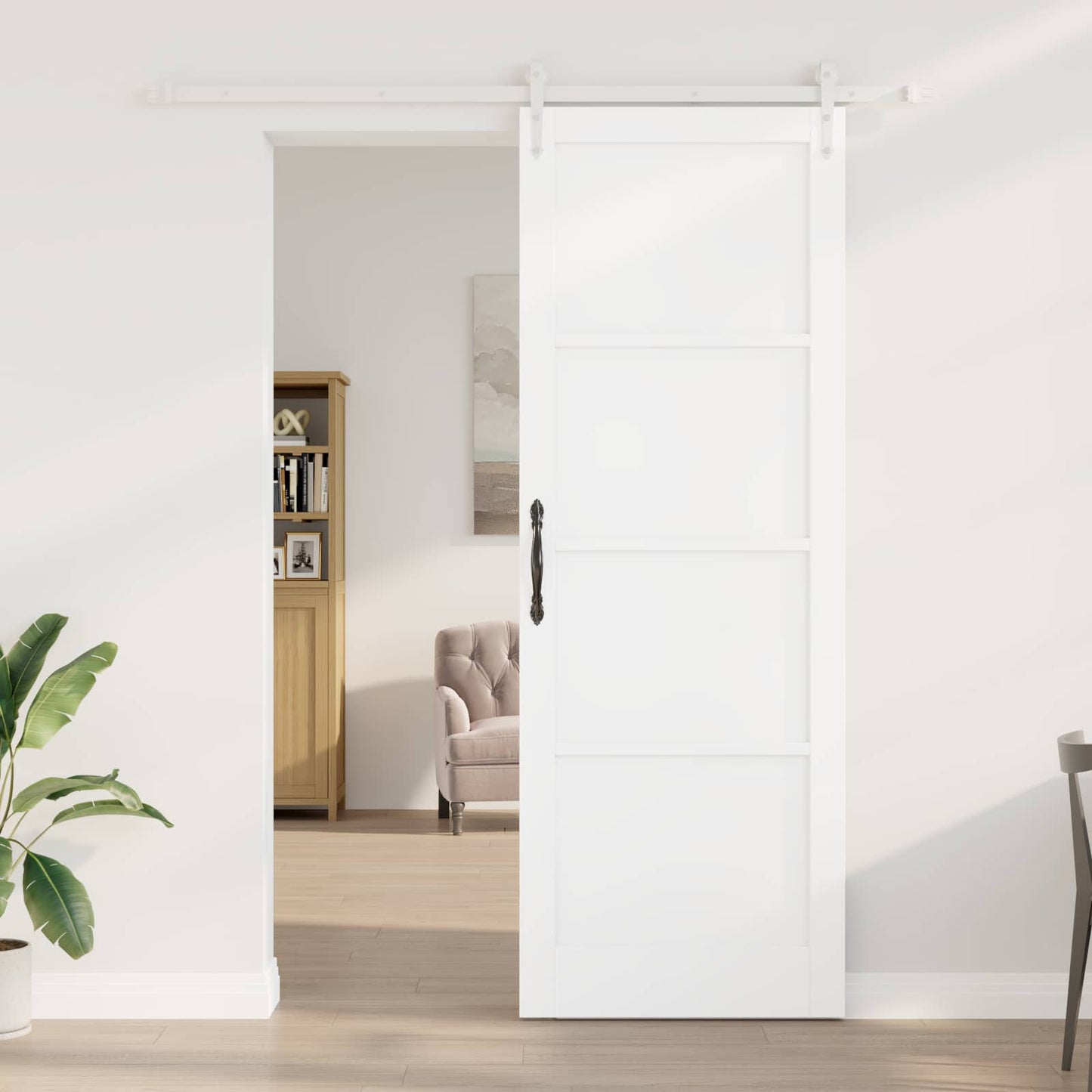 Skydedør ORKDAL 83 x 232 cm Massivt fyrretræ Hvid