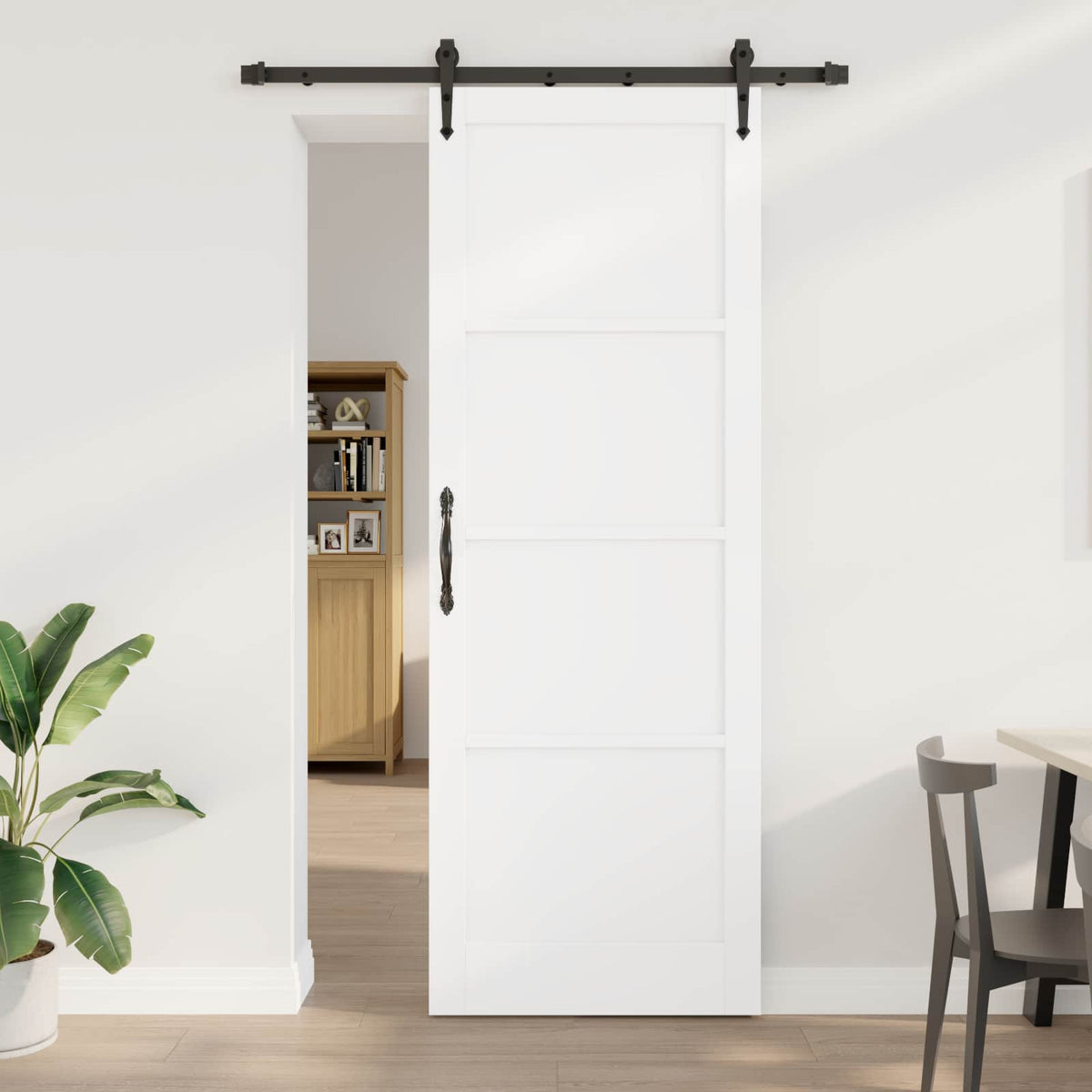 Skydedør ORKDAL 83 x 232 cm Massivt fyrretræ Hvid