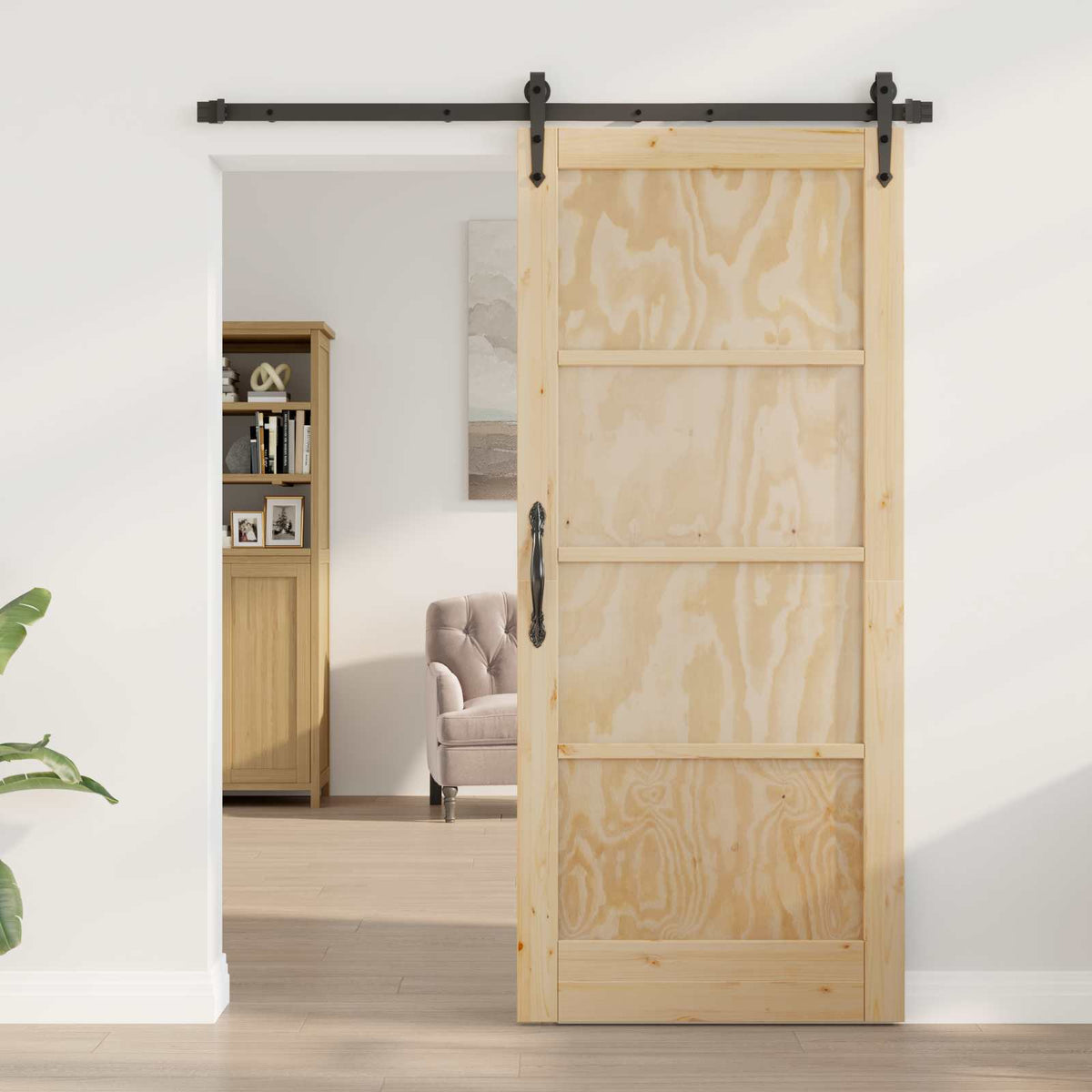 Skydedør ORKDAL 86 x 198,5 cm Massivt fyrretræ Naturfarvet
