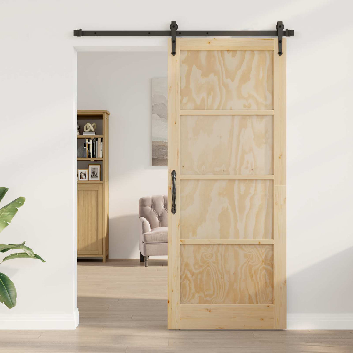 Skydedør ORKDAL 86 x 211 cm Massivt fyrretræ Naturfarvet