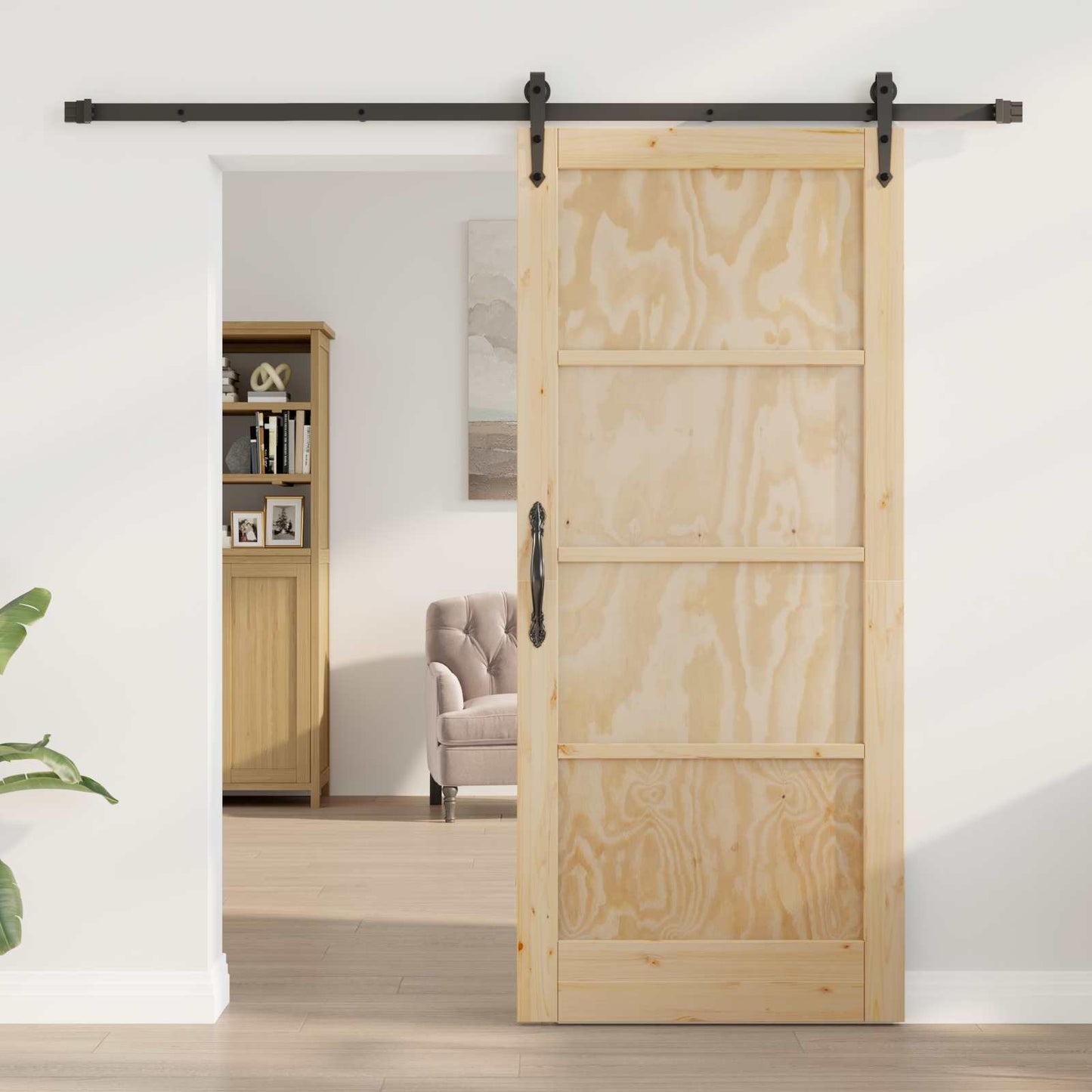 Skydedør ORKDAL 86 x 198,5 cm Massivt fyrretræ Naturfarvet