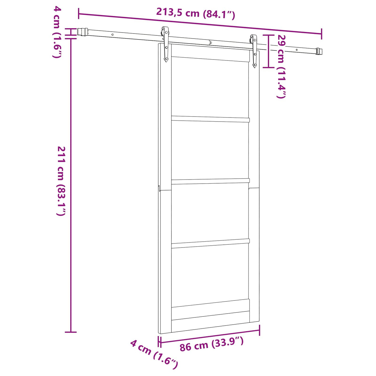 Skydedør ORKDAL 86 x 211 cm Massivt fyrretræ Naturfarvet