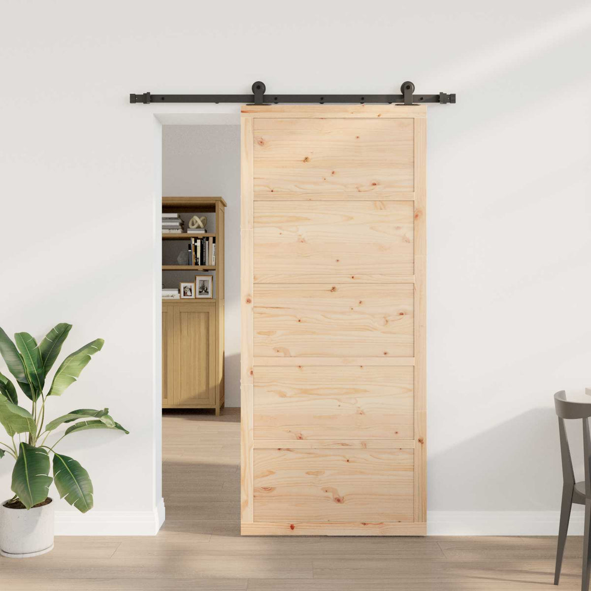 Skydedør Naturfarvet 80 x 208 cm Massivt fyrretræ