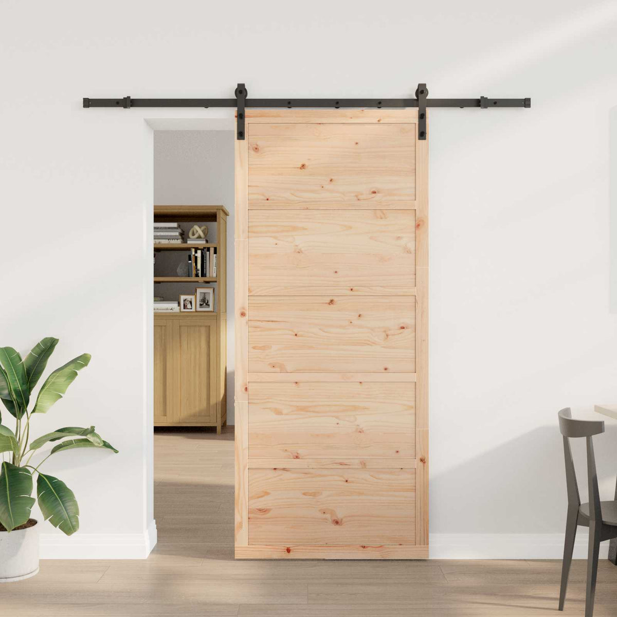 Skydedør Naturfarvet 90 x 208 cm Massivt fyrretræ