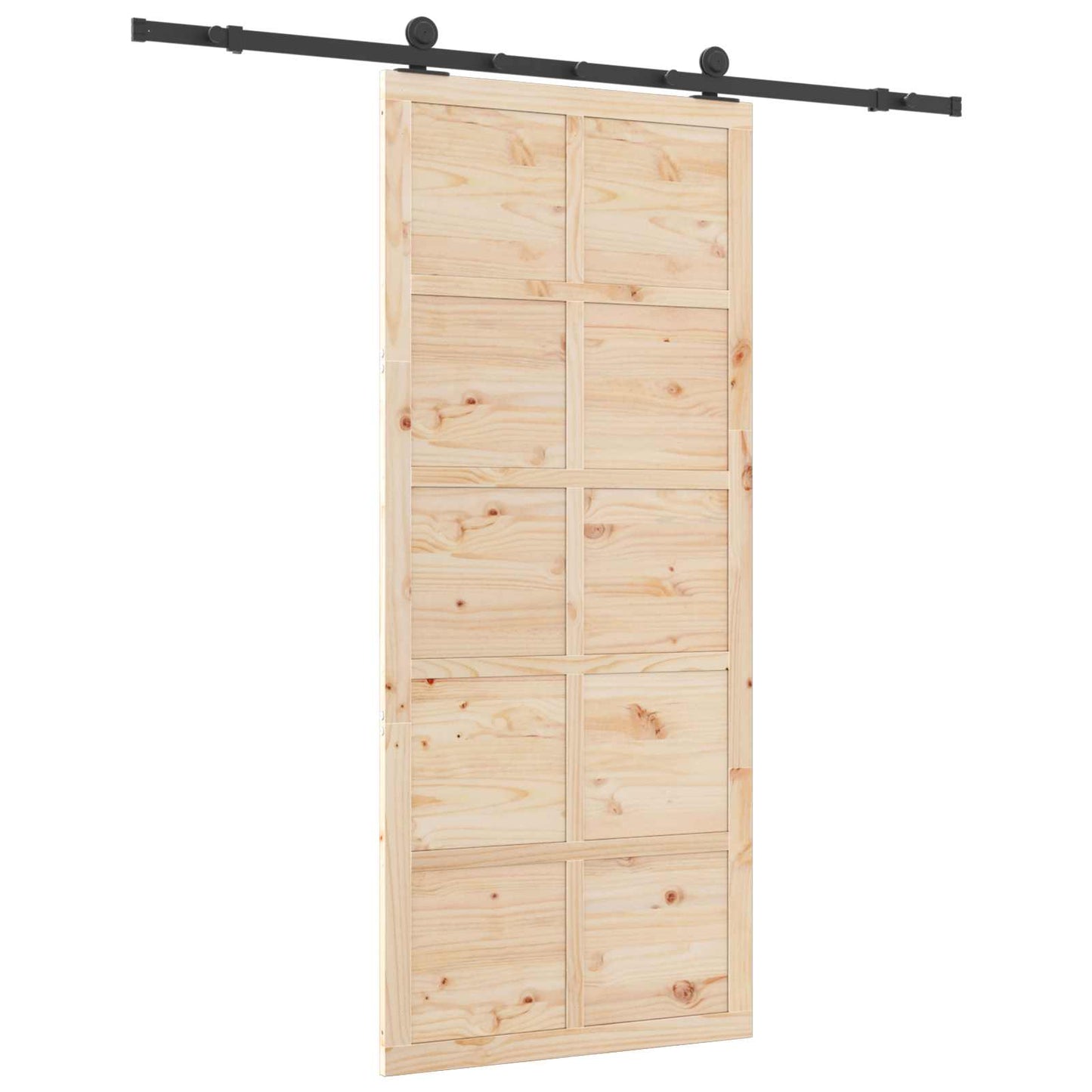 Skydedør 90 x 208 cm Massivt fyrretræ Naturfarvet