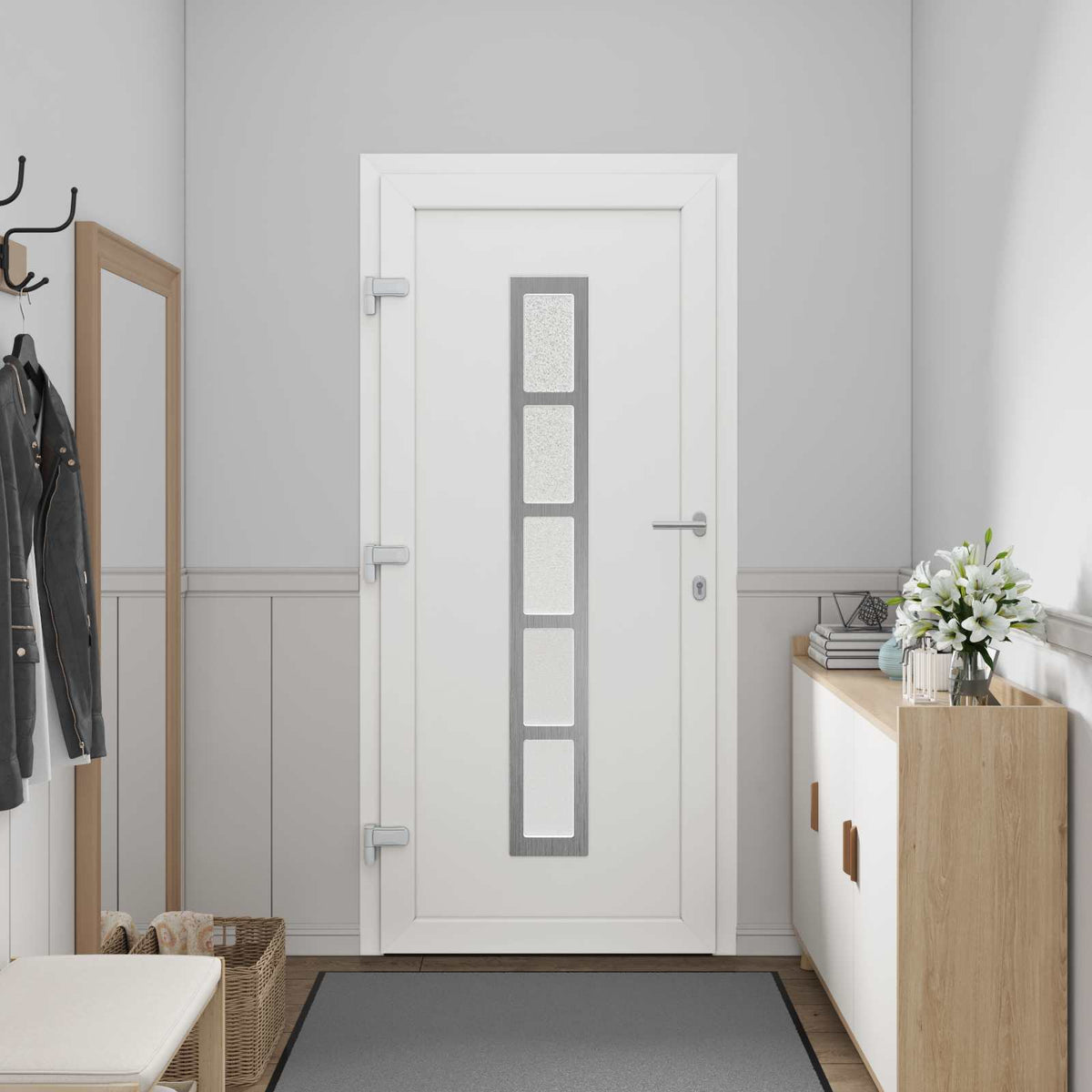Hoveddør 88 x 200 cm PVC Hvid