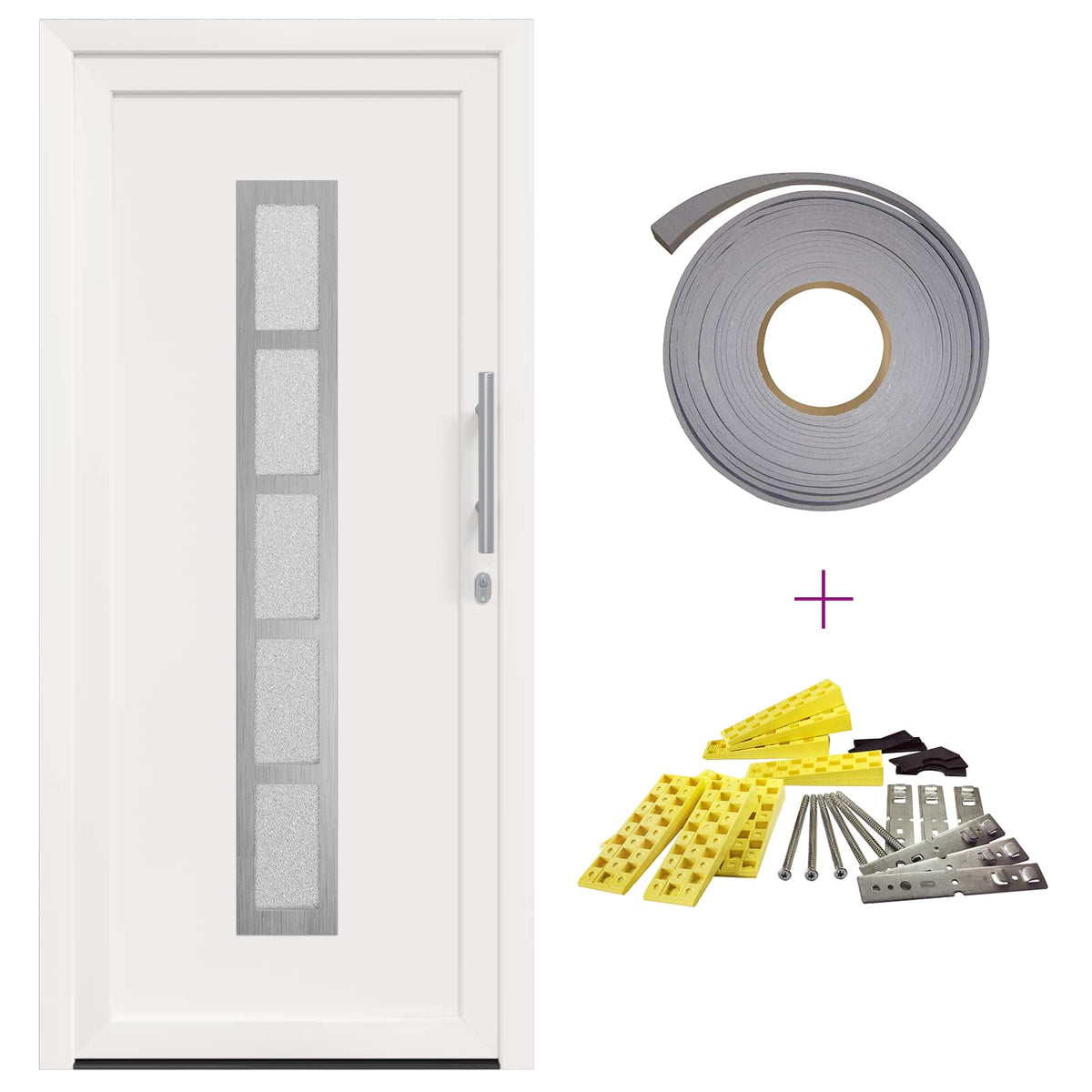 Hoveddør 98 x 200 cm PVC Hvid