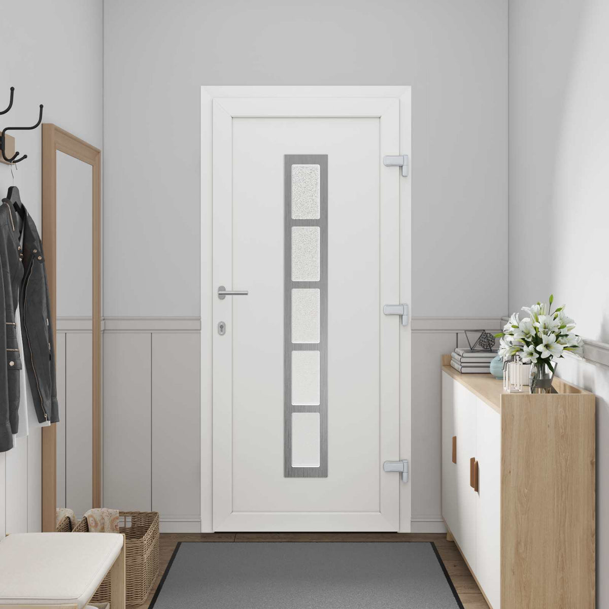 Hoveddør 98 x 208 cm PVC Antracit