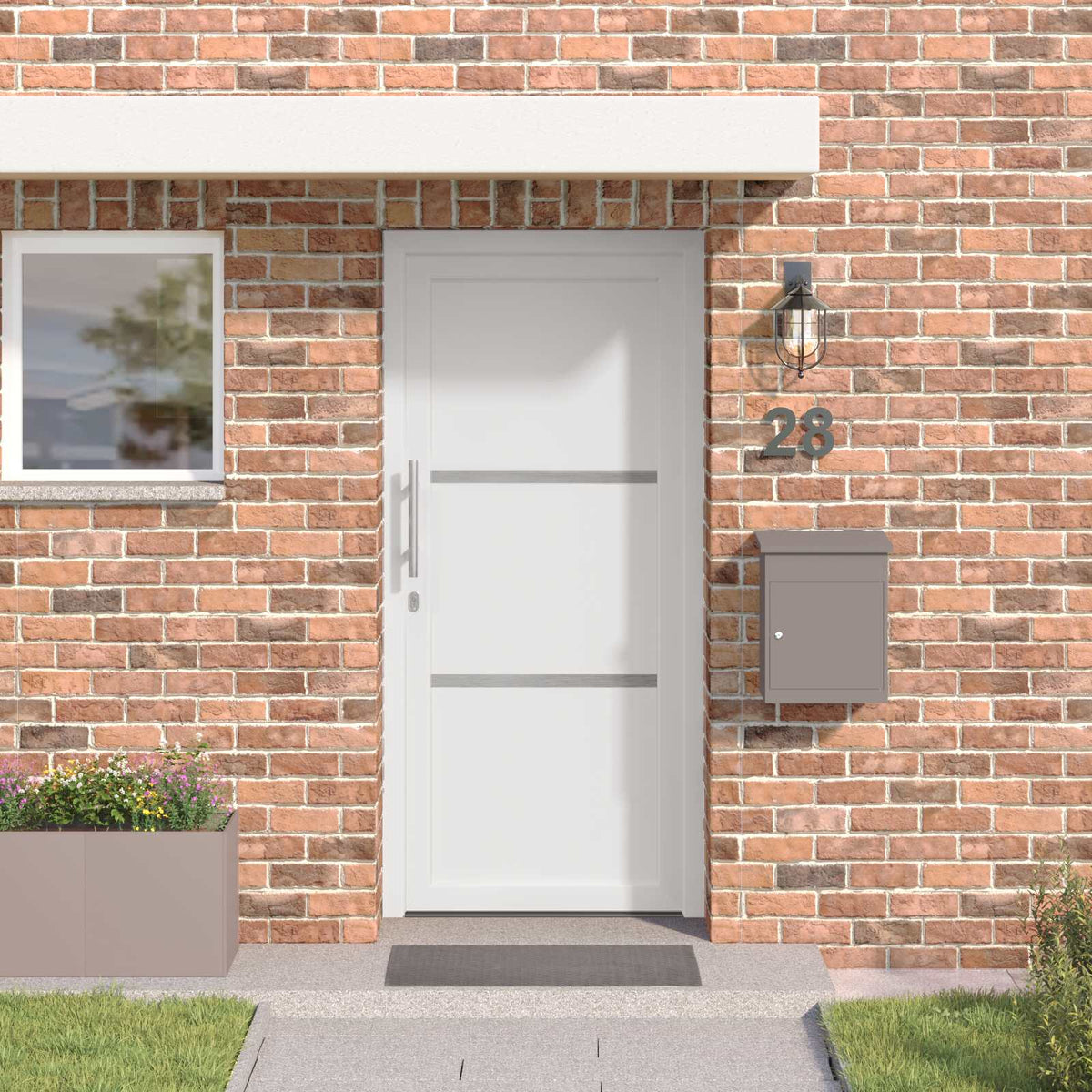 Hoveddør 98 x 208 cm PVC Hvid