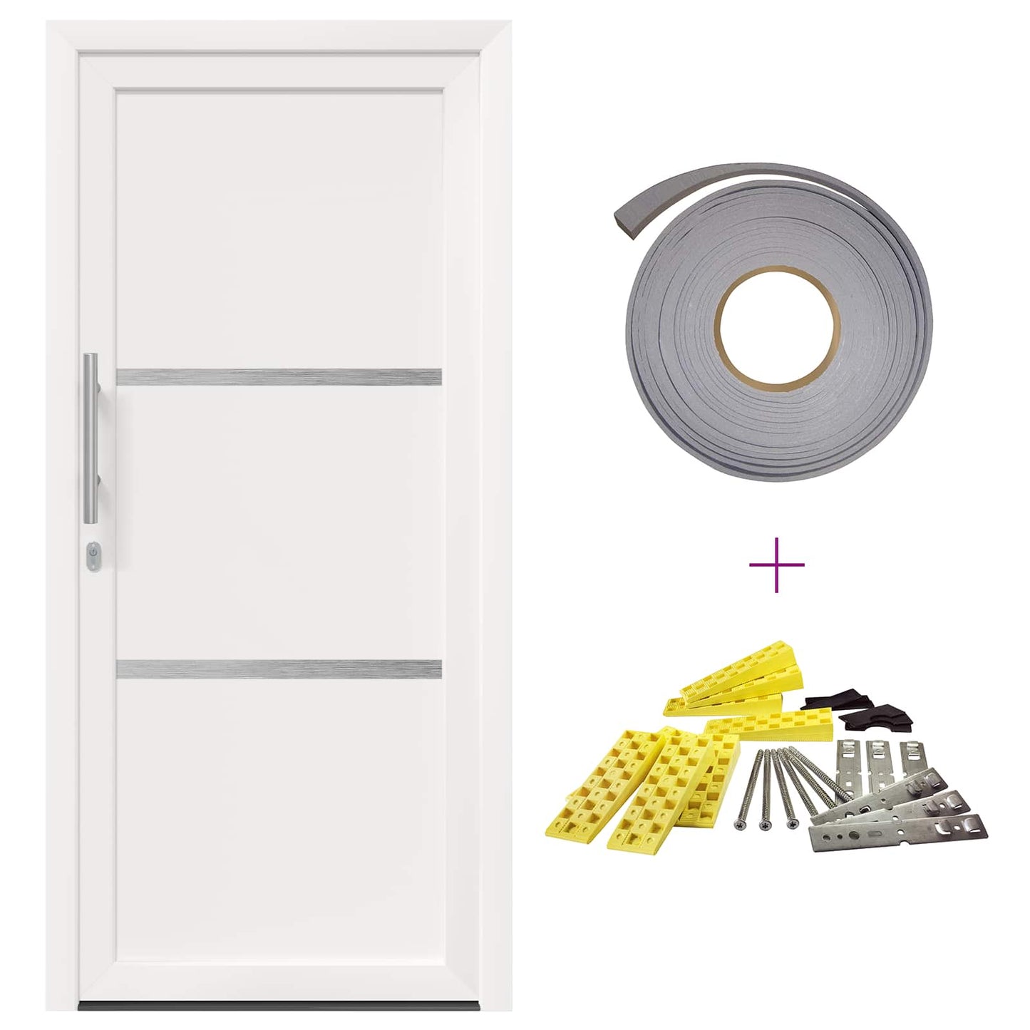 Hoveddør 98 x 208 cm PVC Hvid