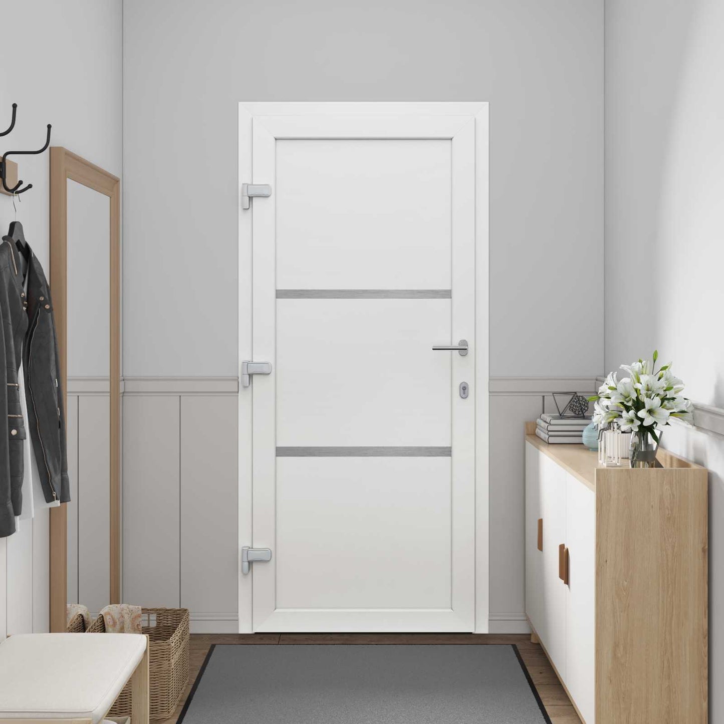 Hoveddør 108 x 208 cm PVC Hvid