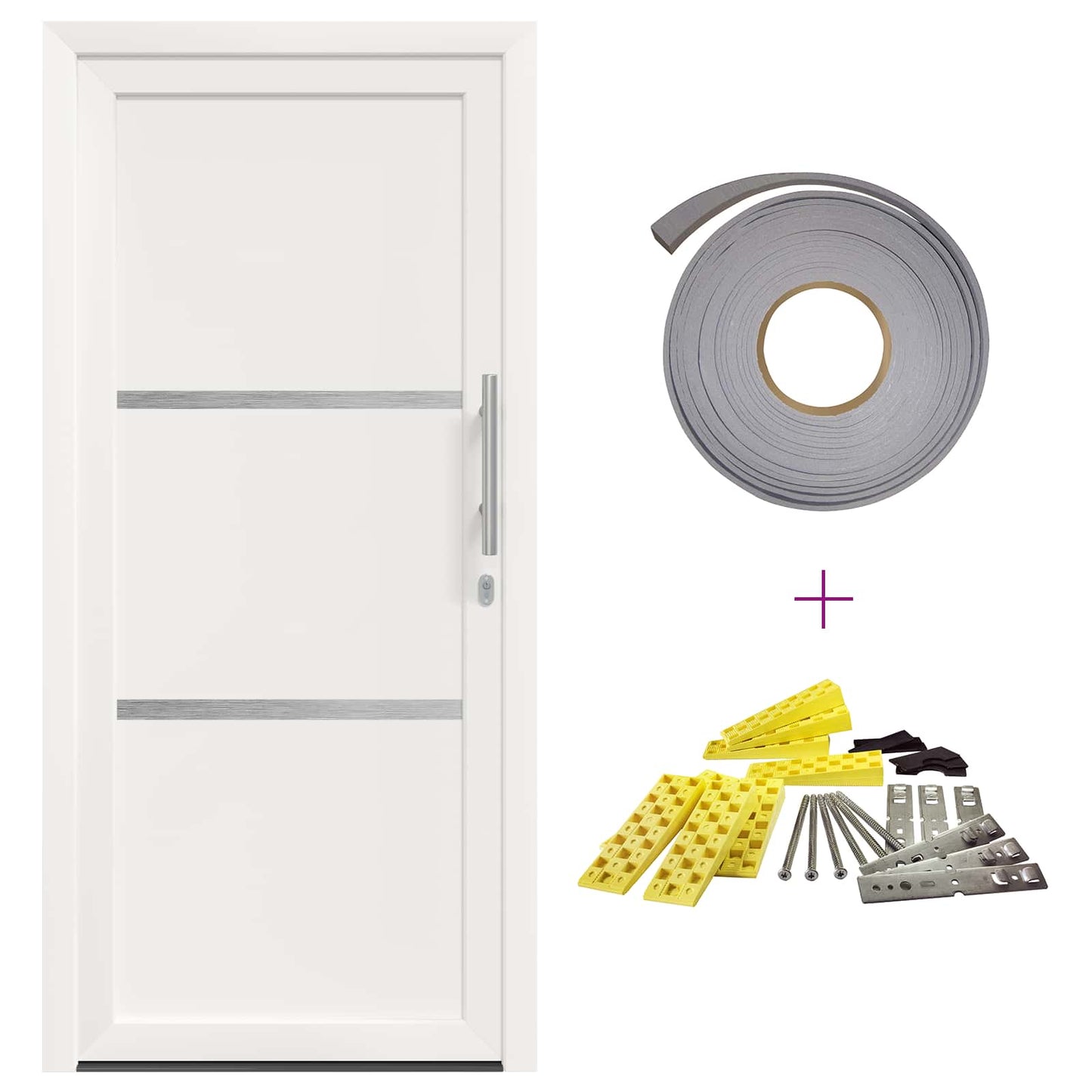 Hoveddør 98 x 208 cm PVC Hvid