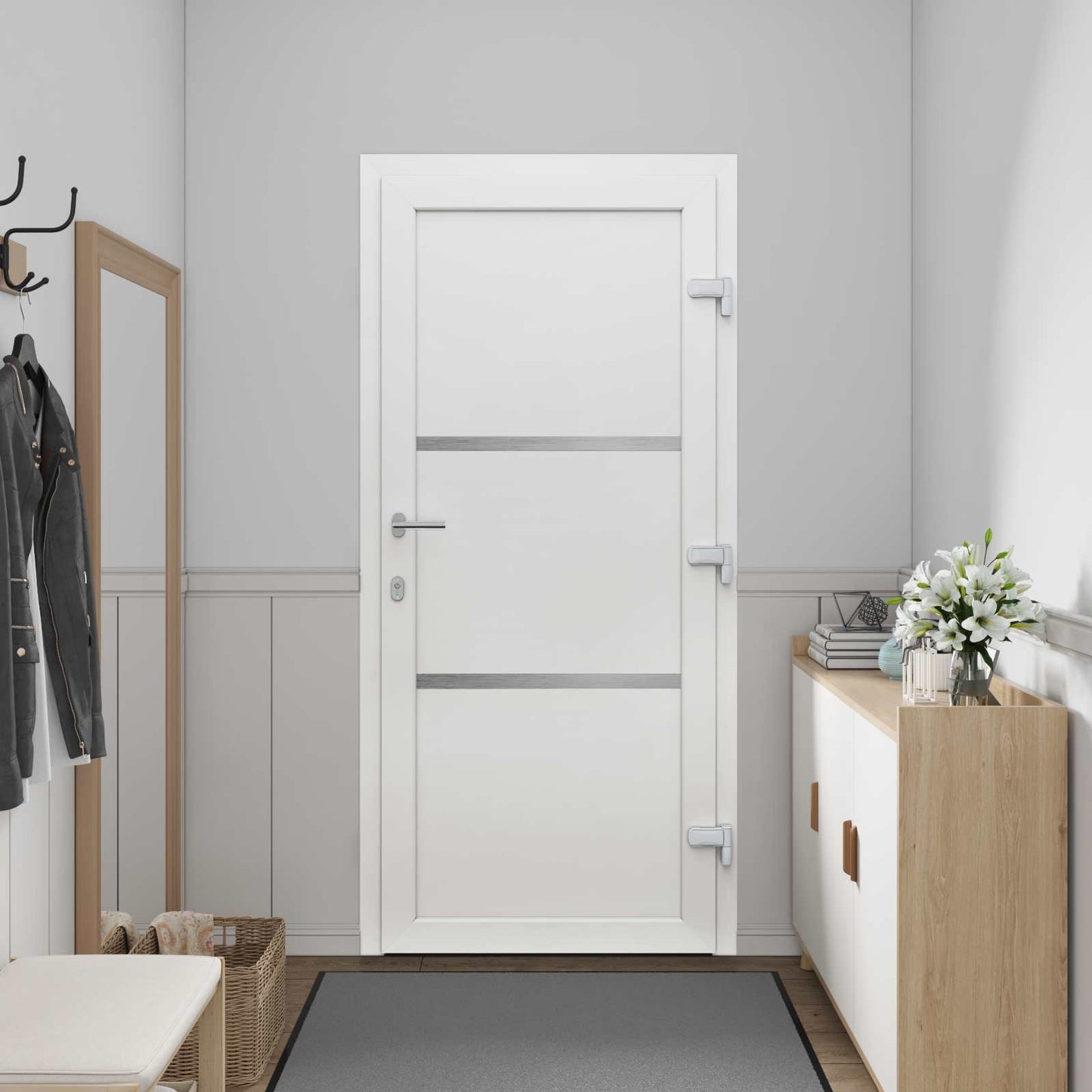 Hoveddør 108 x 208 cm PVC Hvid