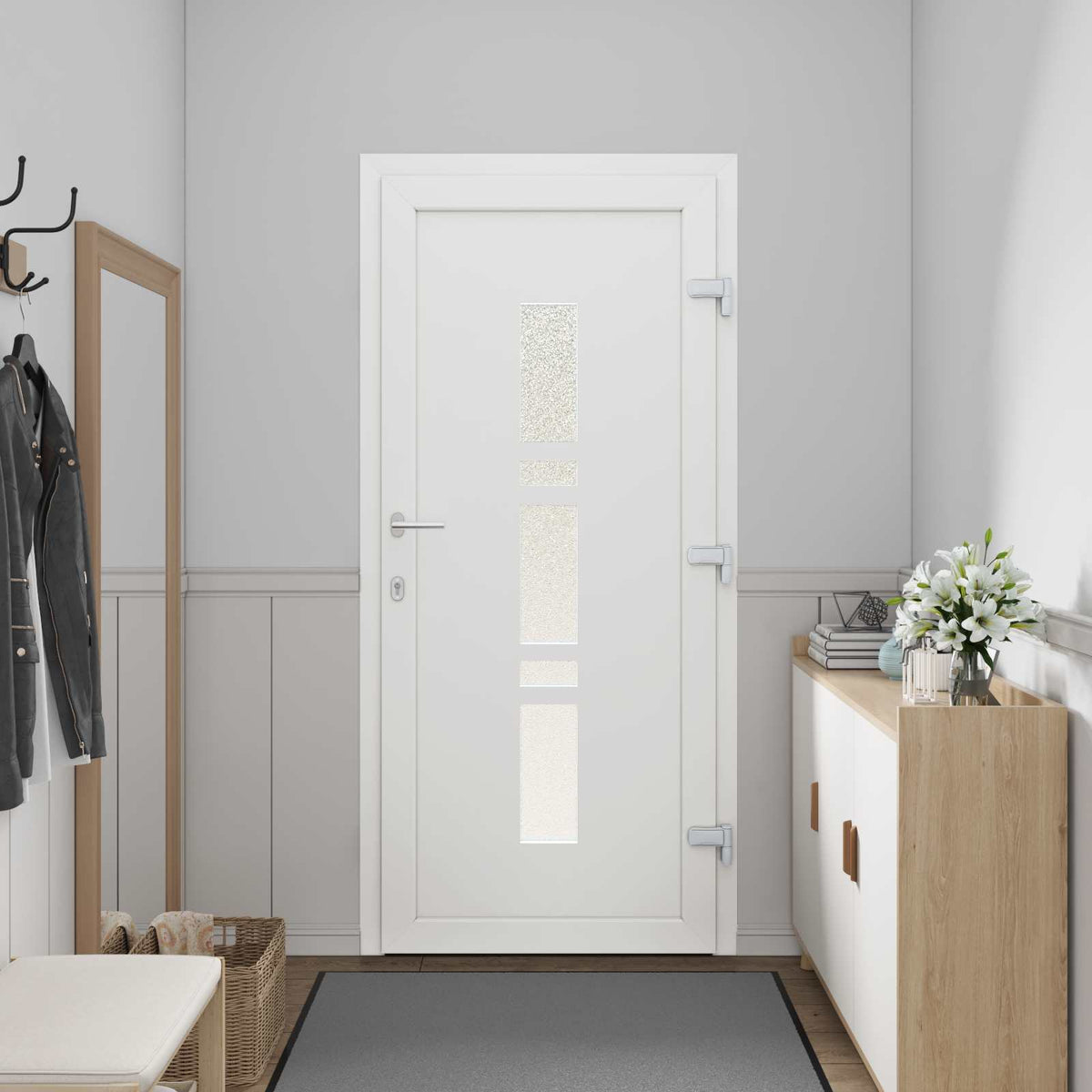 Hoveddør 98 x 208 cm PVC Antracit