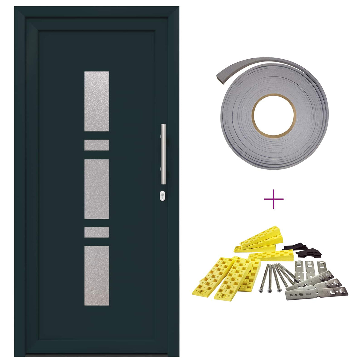 Hoveddør 98 x 208 cm PVC Antracit
