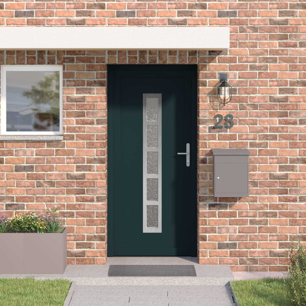 Hoveddør Antracit 98 x 208 cm PVC
