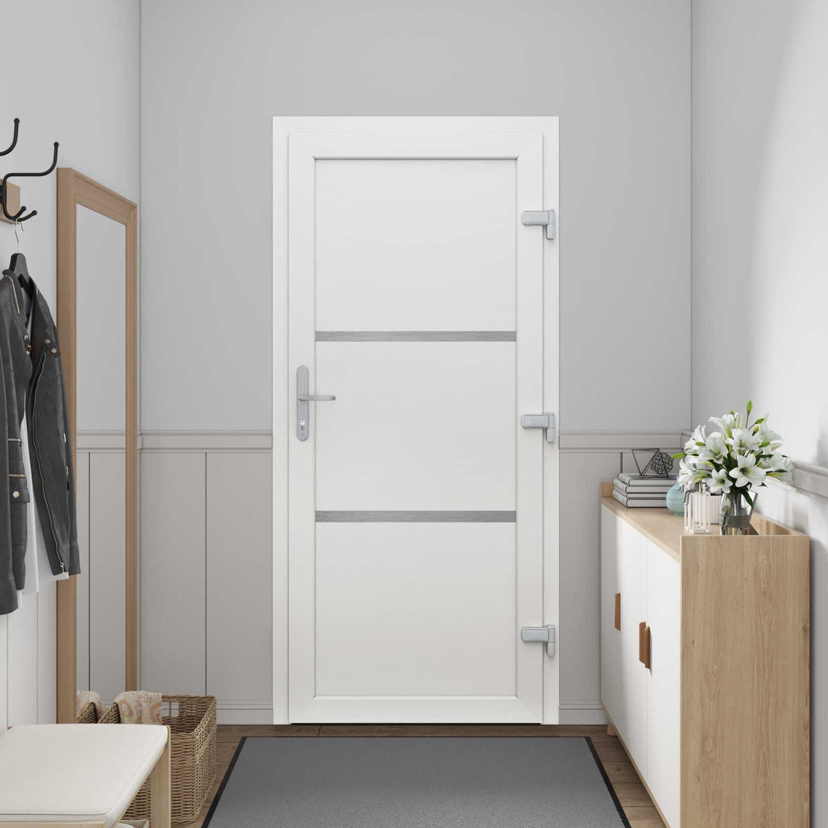 Hoveddør Hvid 108 x 208 cm PVC