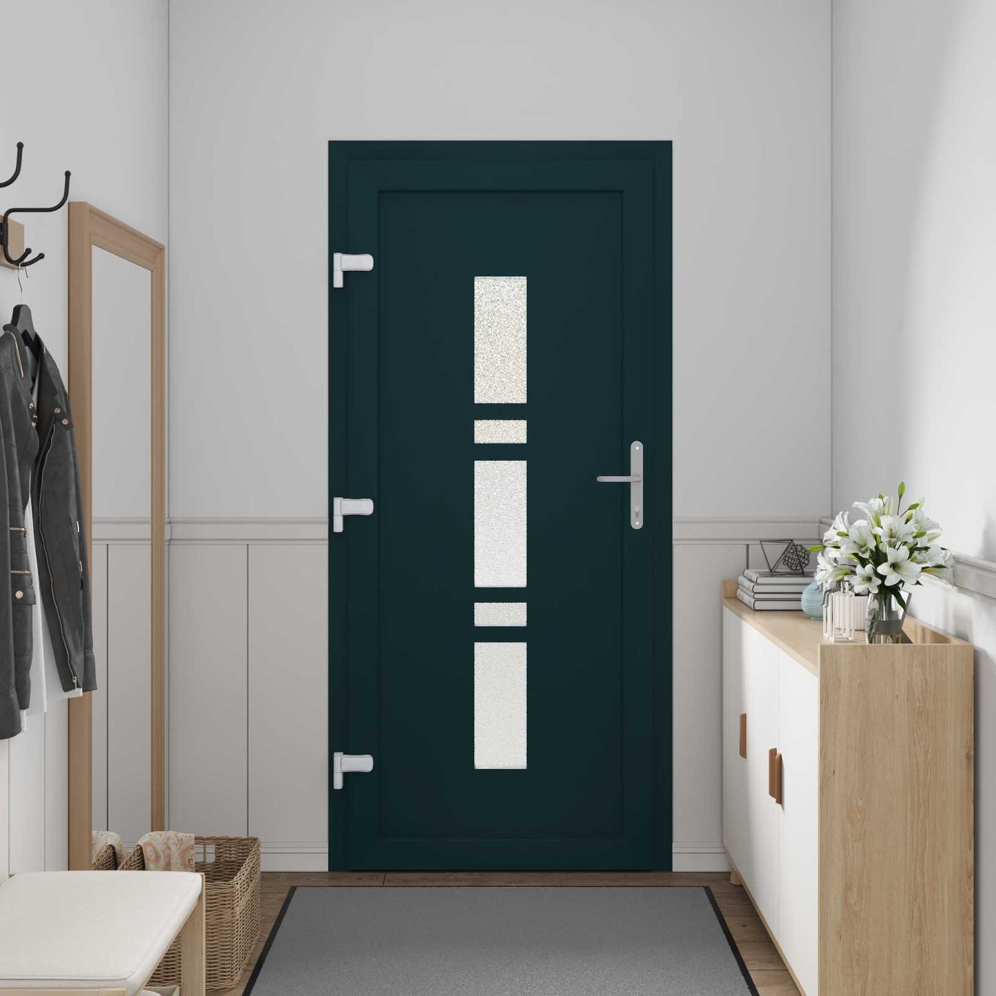 Hoveddør 98 x 200 cm PVC Antracit