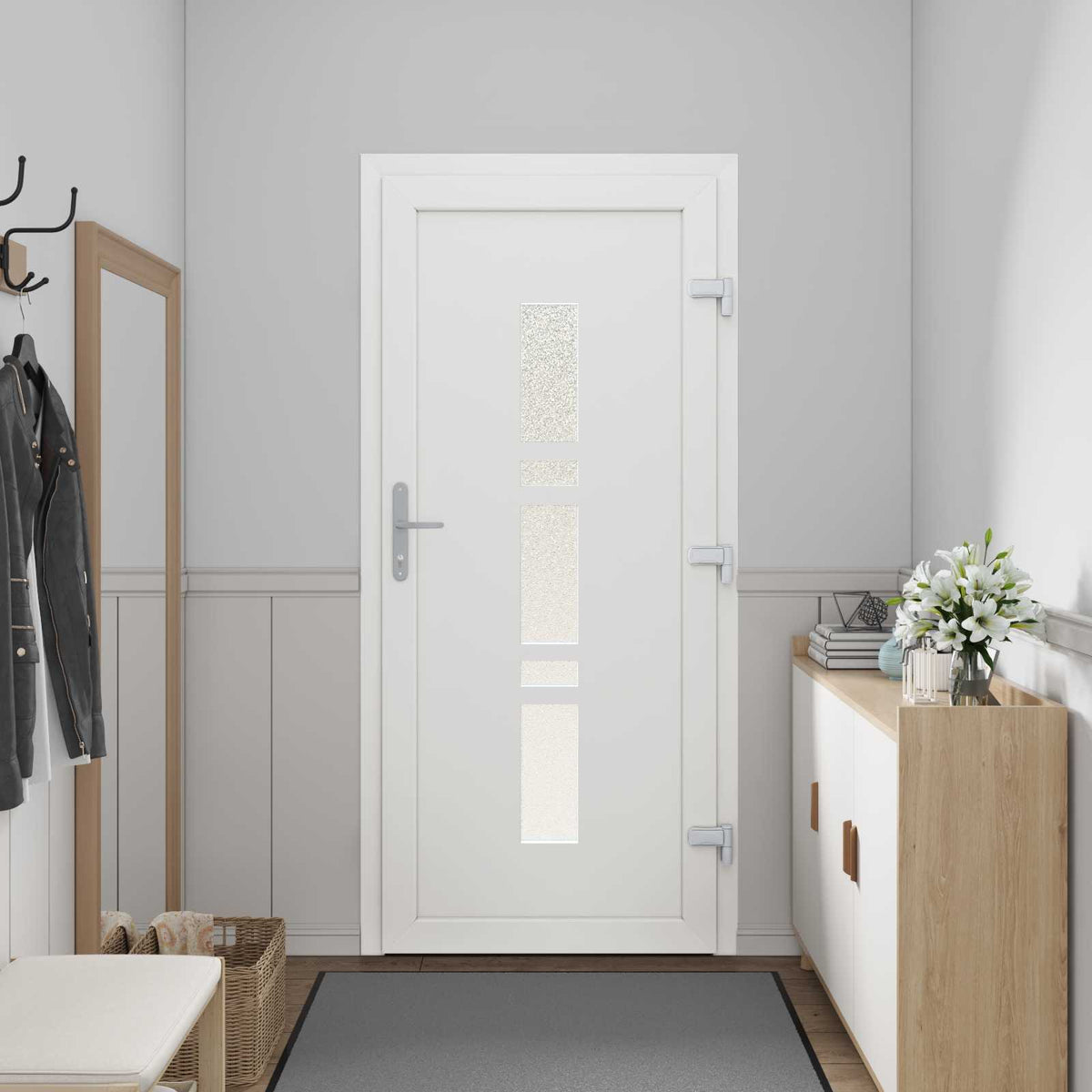 Hoveddør 88 x 200 cm PVC Antracit