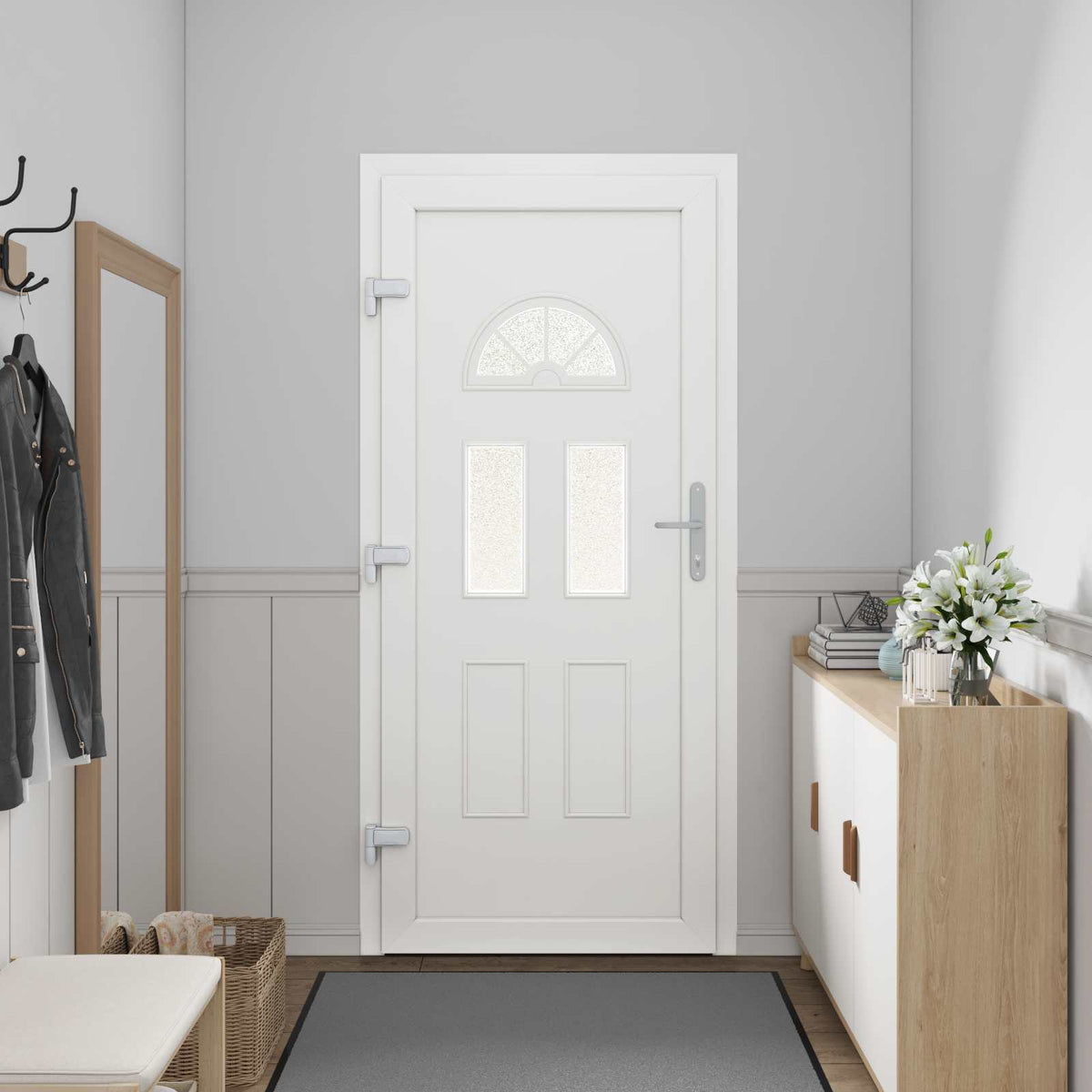 Hoveddør 88 x 200 cm PVC Antracit