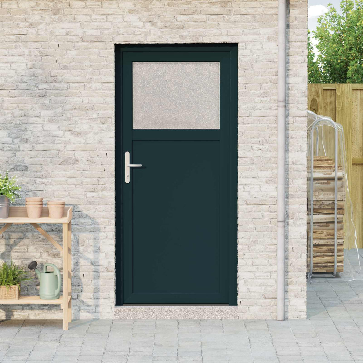 Sideskabsdør 98 x 198 cm PVC Antracit