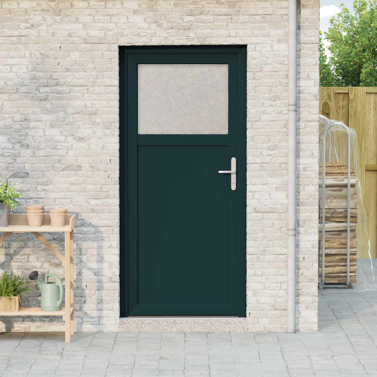 Sideskabsdør 98 x 198 cm PVC Antracit