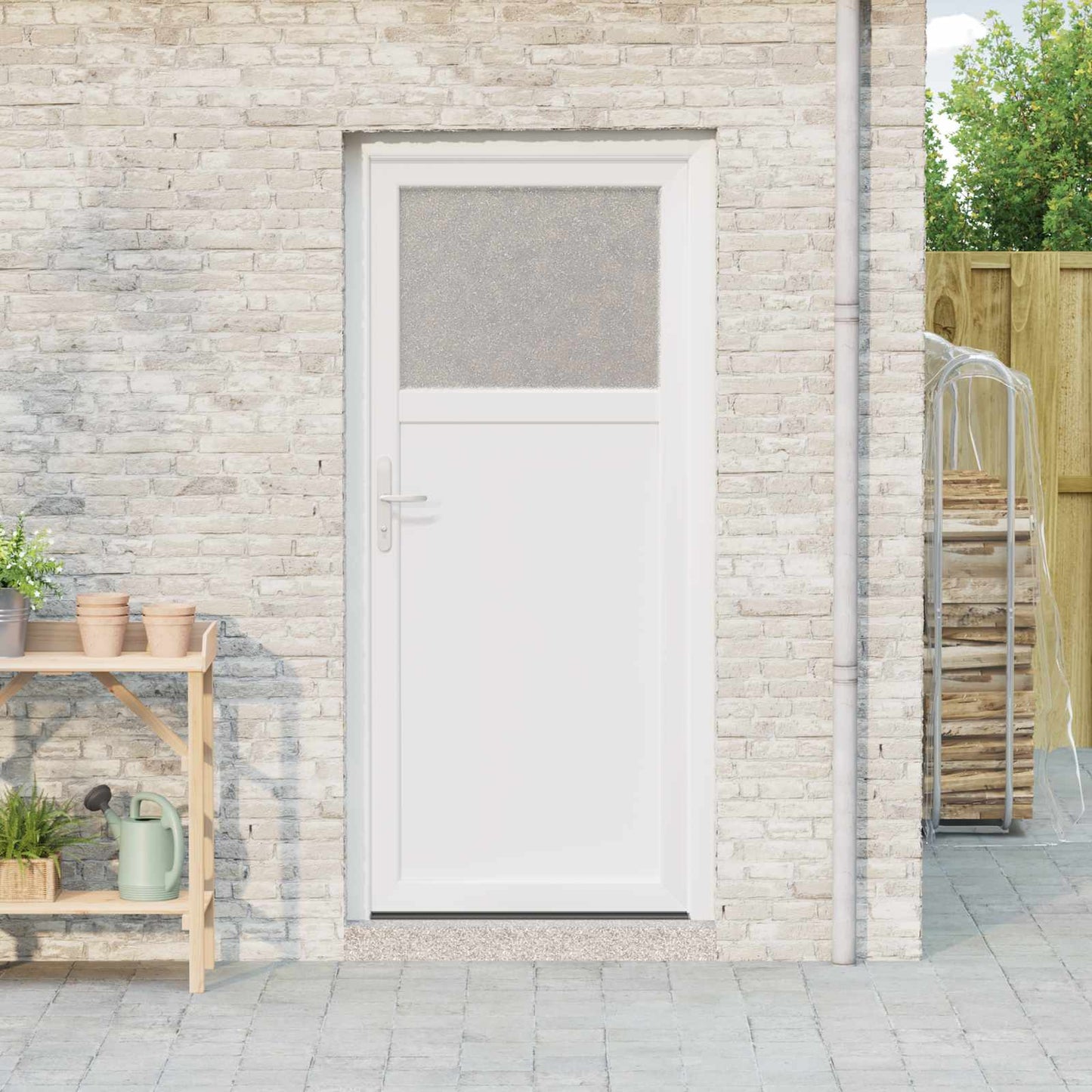 Sideskabsdør 98 x 198 cm PVC Hvid