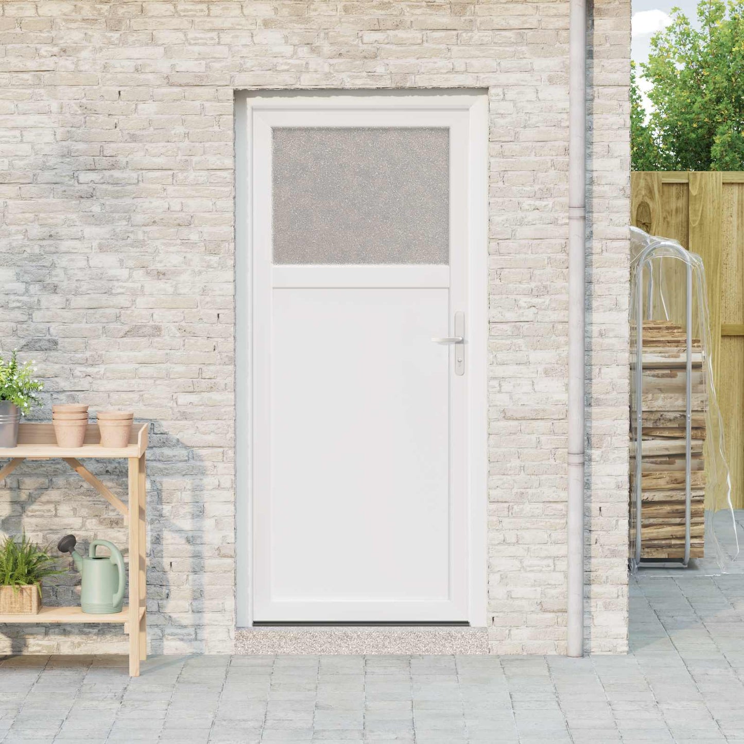 Sideskabsdør 98 x 198 cm PVC Hvid