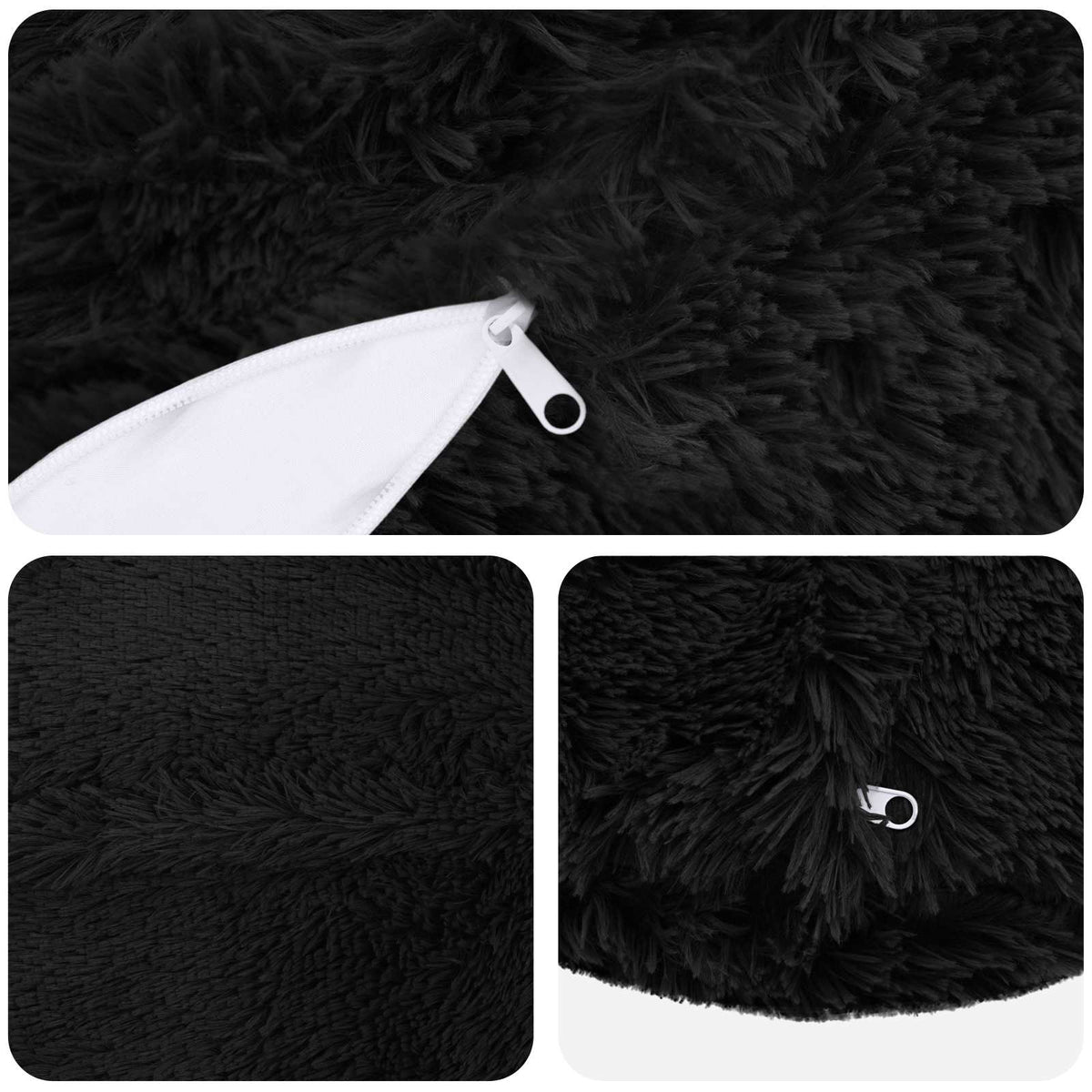 Pude med pude HEERLEN 6 stk. Sort PV Fleece