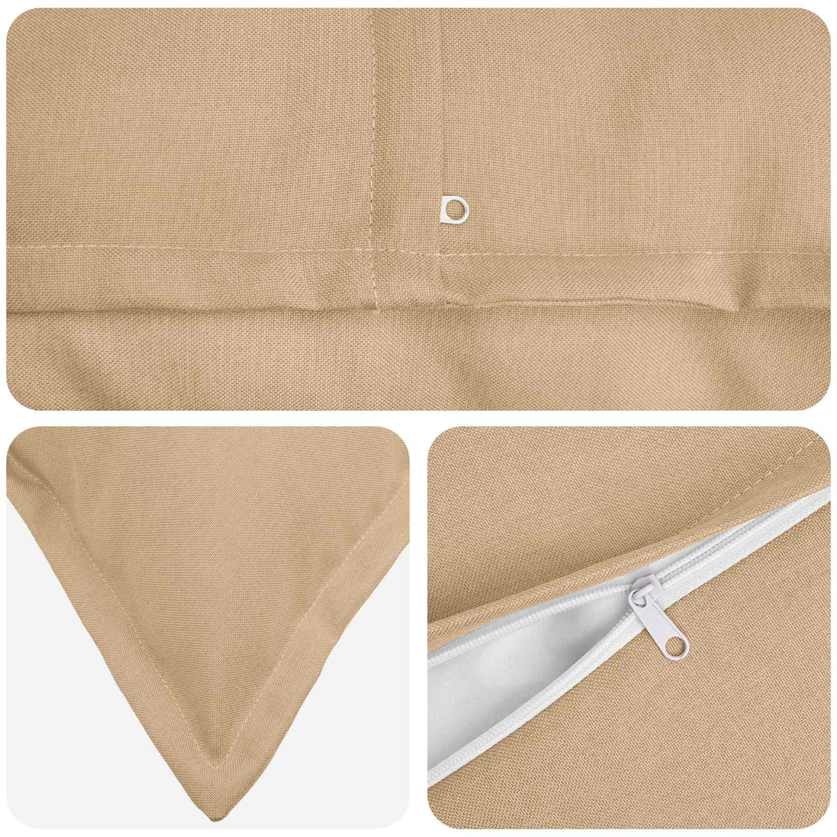 Pude med pude HOUTEN 6 stk. Cremefarvet Faux Linned