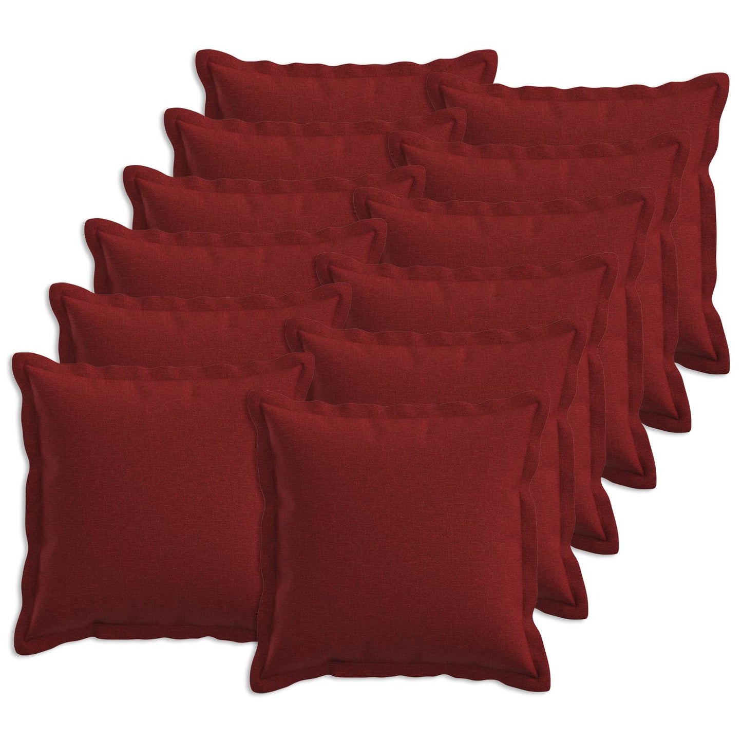 Pude med pude HOUTEN 12 stk. Vinrød Faux Linned