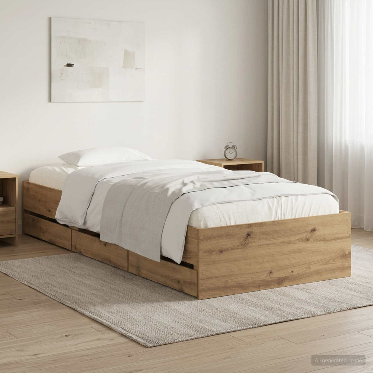 Sengestel med opbevaring Artisan-eg 90 x 200 cm Konstrueret træ