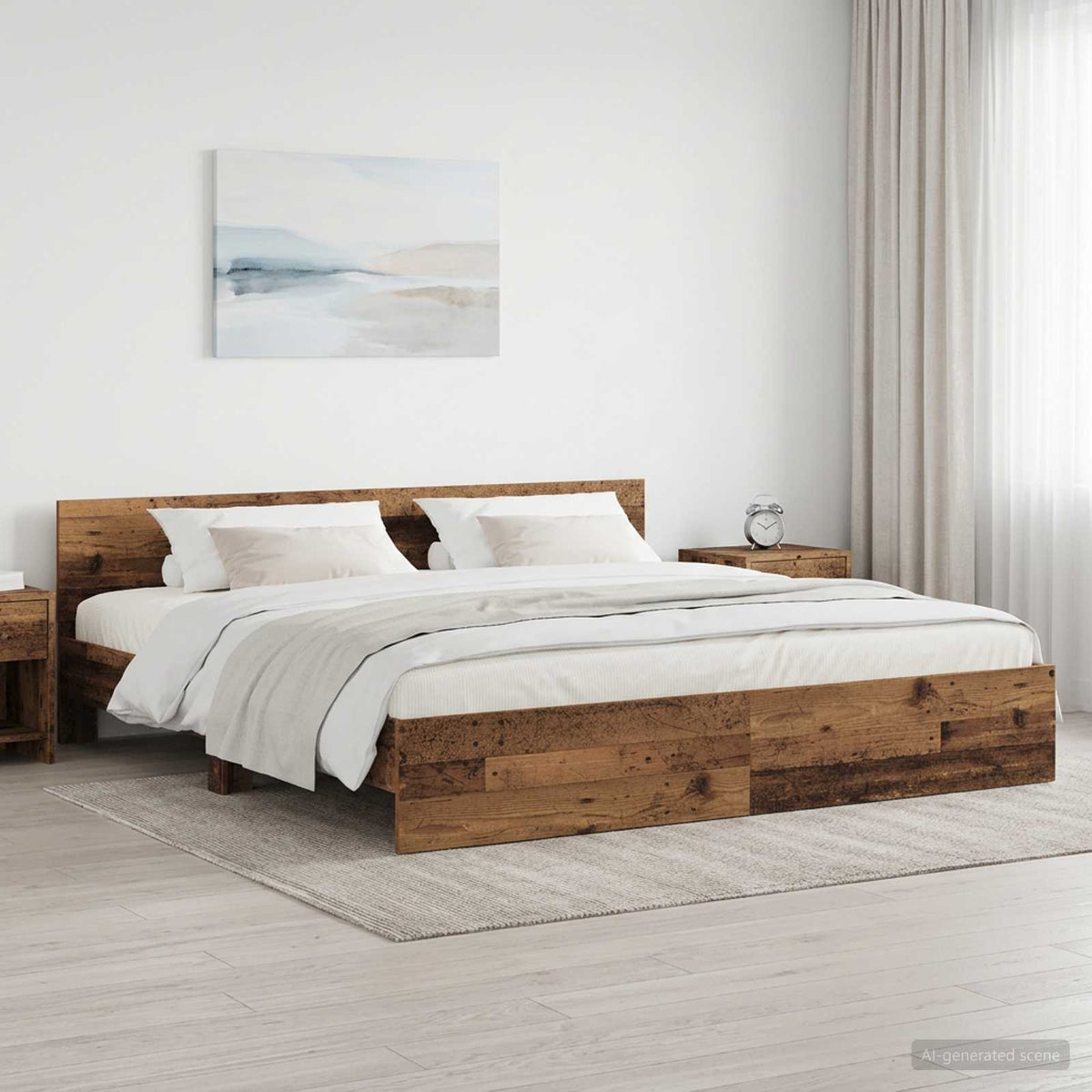 Sengestel med hovedgærde Gammelt træ 200 x 200 cm