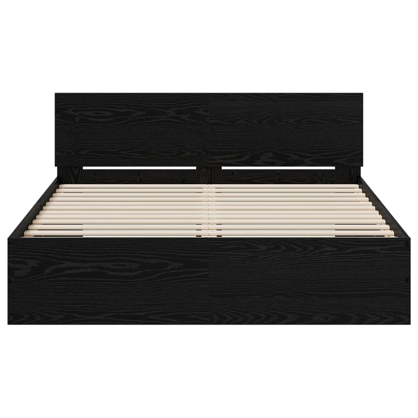 Sengeramme med sengegavl Sort eg 160 x 200 cm Konstrueret træ