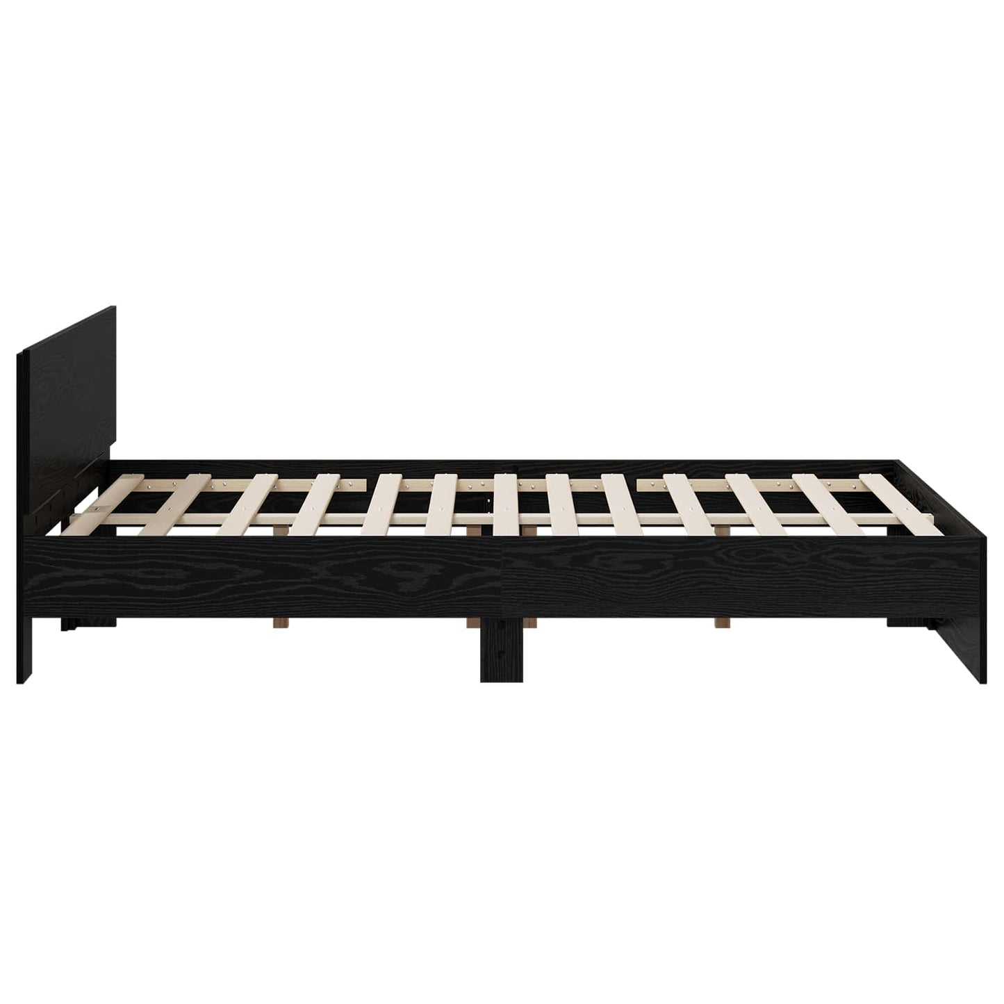 Sengeramme med sengegavl Sort eg 160 x 200 cm Konstrueret træ