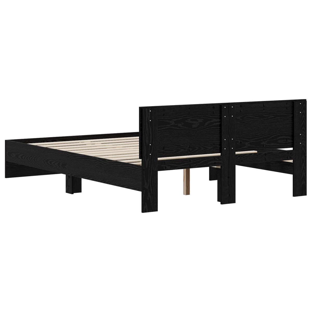Sengeramme med sengegavl Sort eg 120 x 200 cm Konstrueret træ