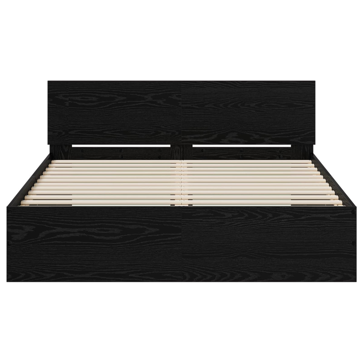 Sengestel med hovedgærde Sort eg 135 x 190 cm Konstrueret træ