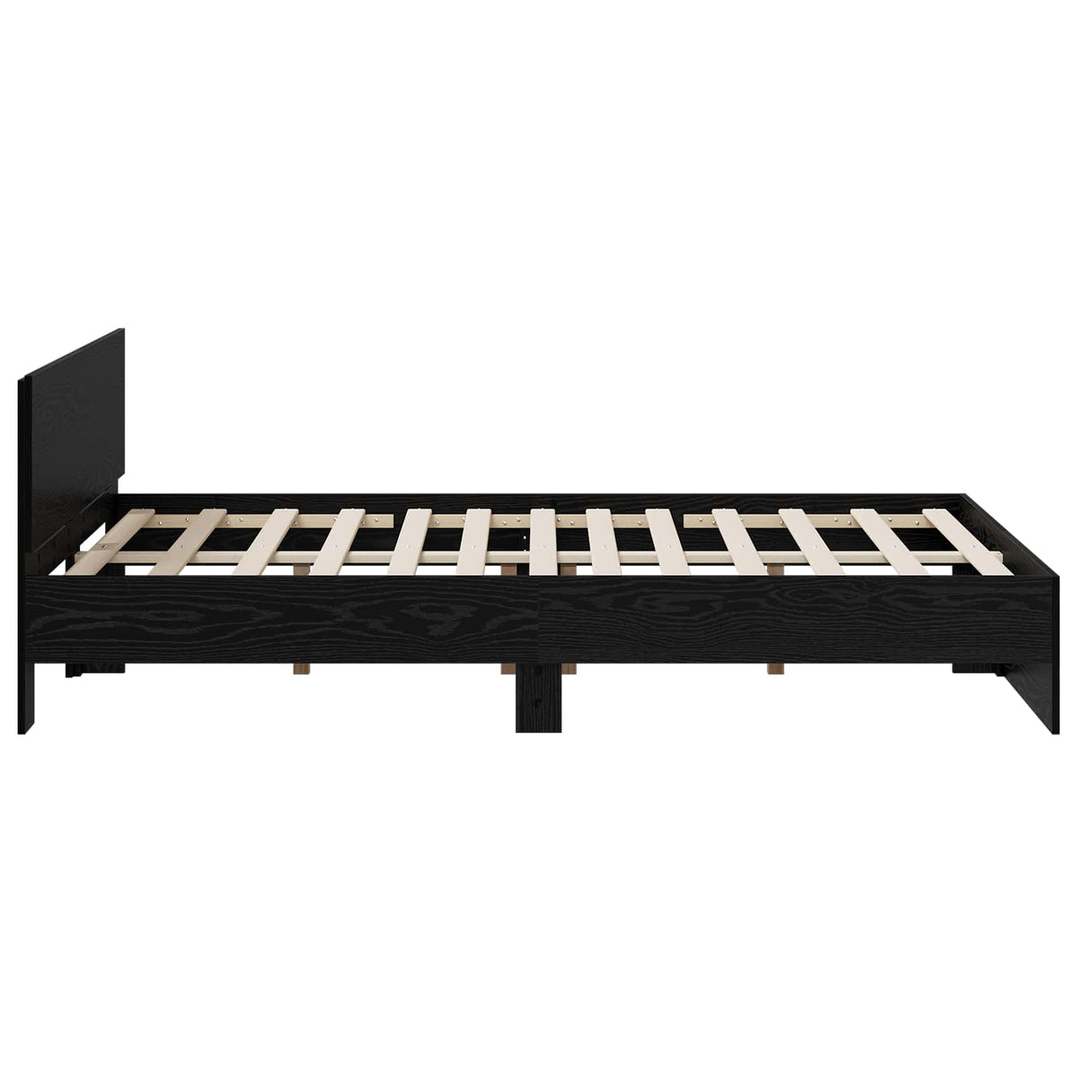 Sengestel med hovedgærde Sort eg 135 x 190 cm Konstrueret træ