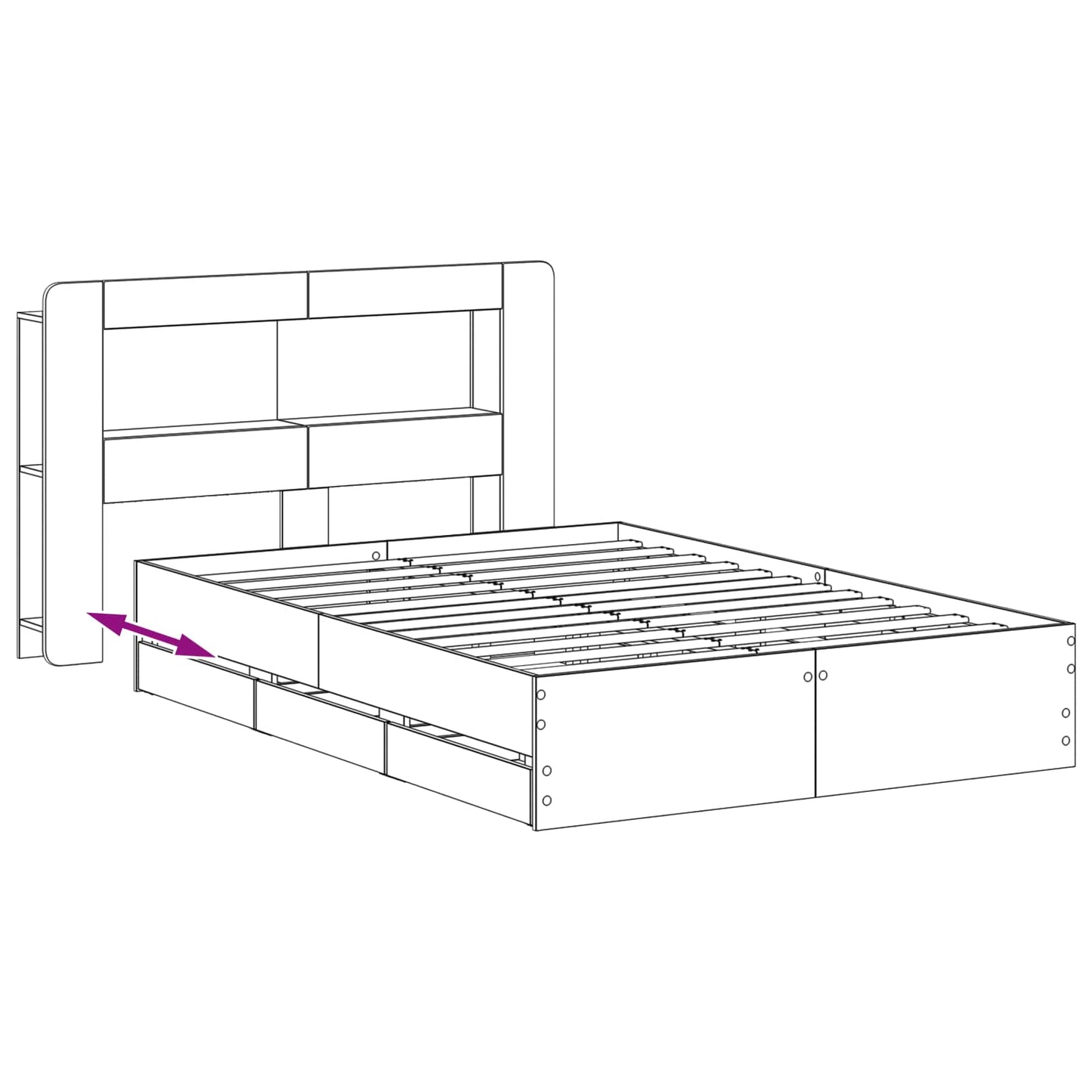Sengestel med opbevaring og hovedgærde Artisan-eg 150 x 200 cm