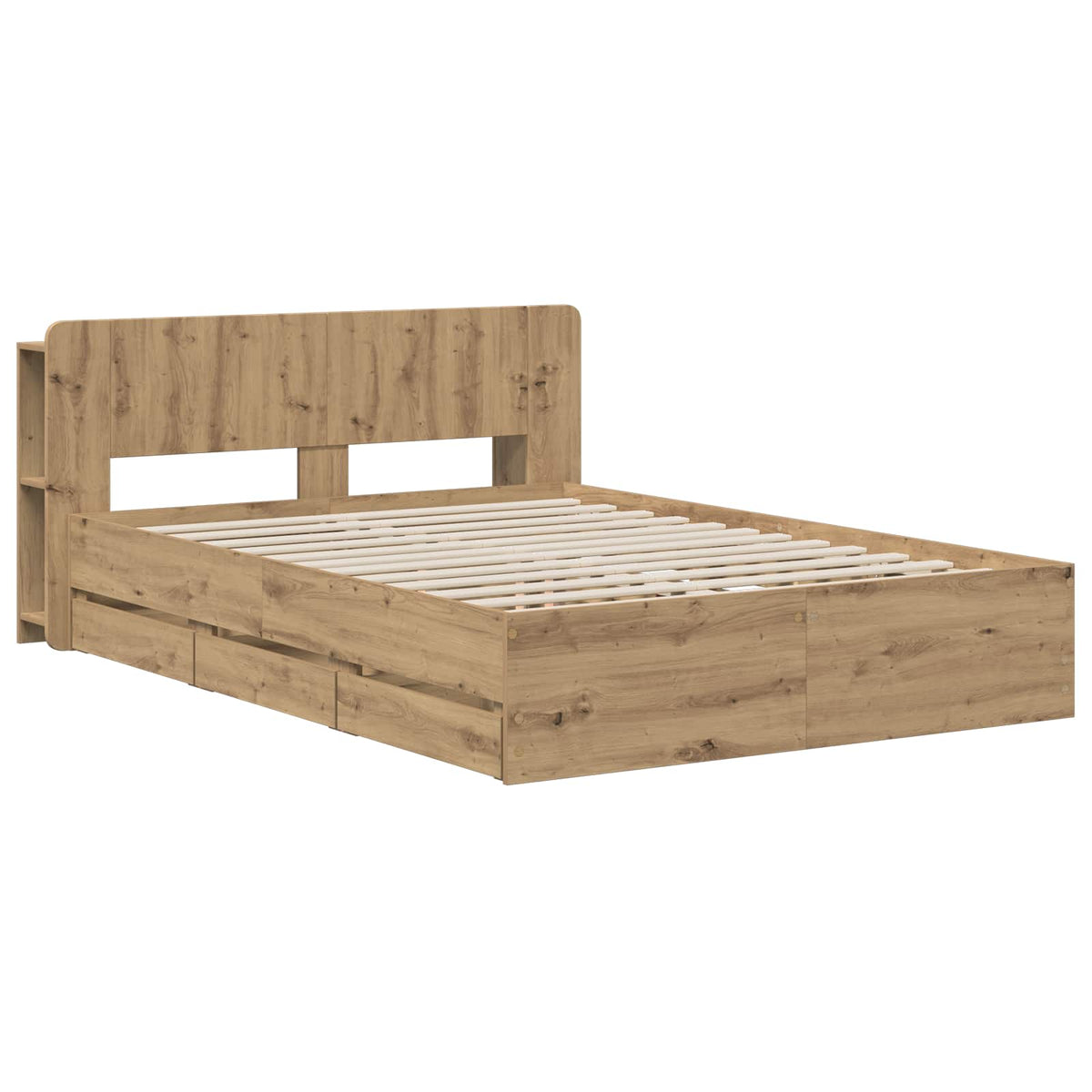 Sengestel med opbevaring og hovedgærde Artisan-eg 150 x 200 cm