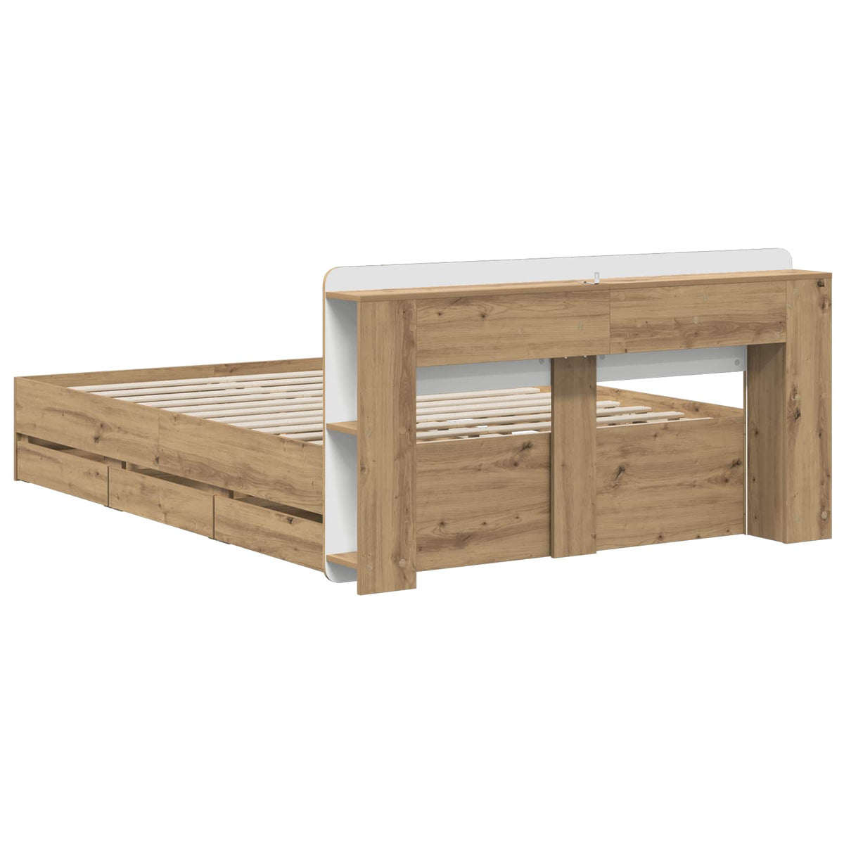 Sengestel med opbevaring og hovedgærde Artisan-eg 150 x 200 cm