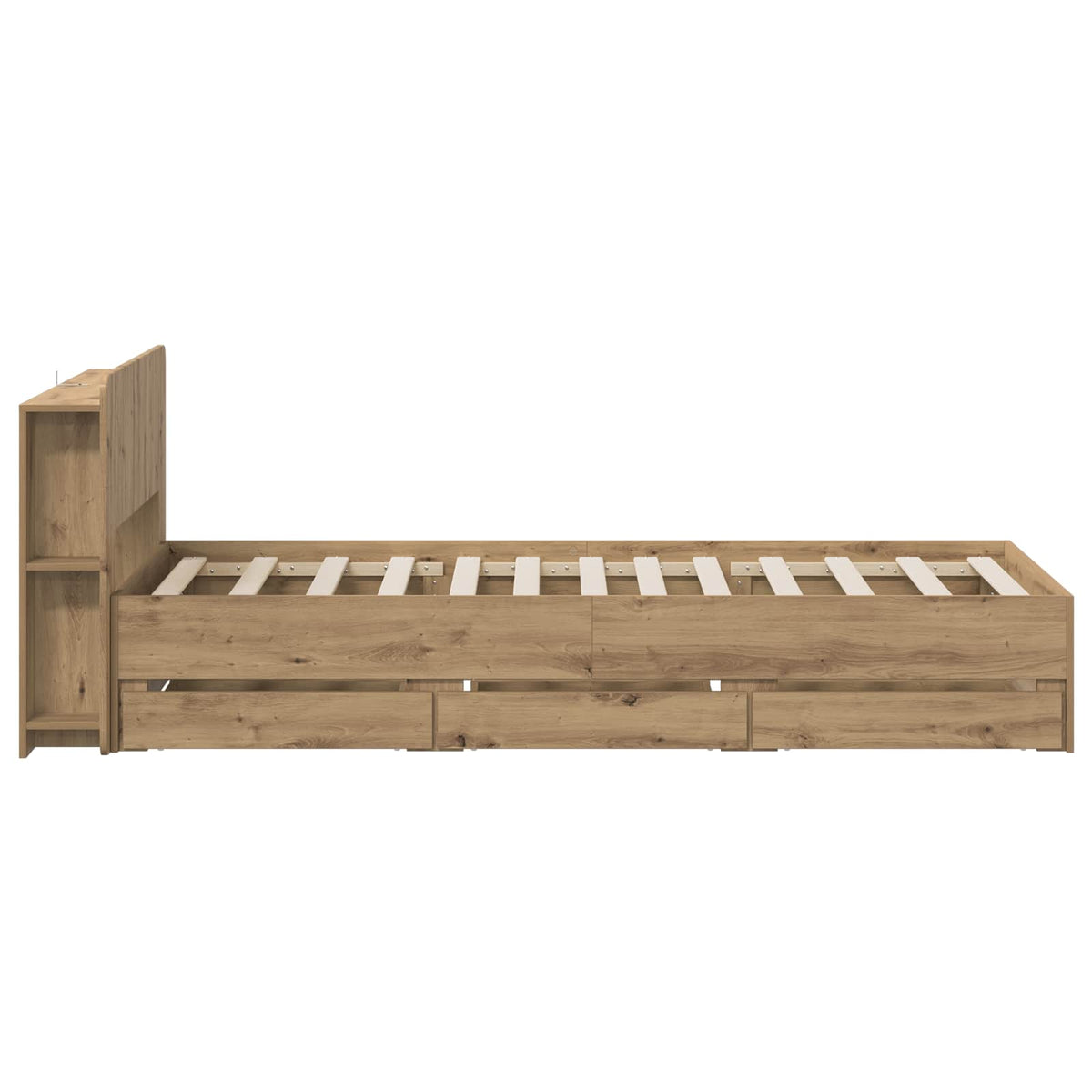 Sengestel med opbevaring og hovedgærde Artisan-eg 90 x 200 cm