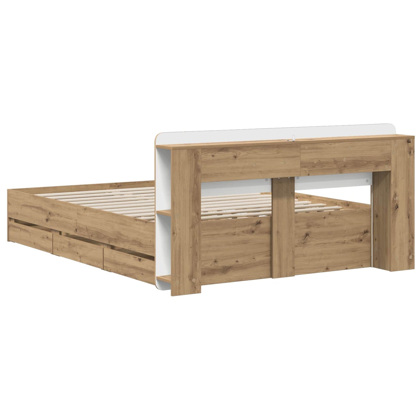 Sengestel med opbevaring og hovedgærde Artisan-eg 140 x 190 cm
