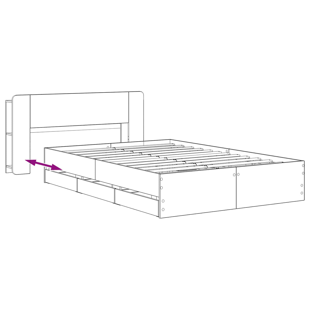 Sengestel med opbevaring og hovedgærde Artisan-eg 140 x 190 cm
